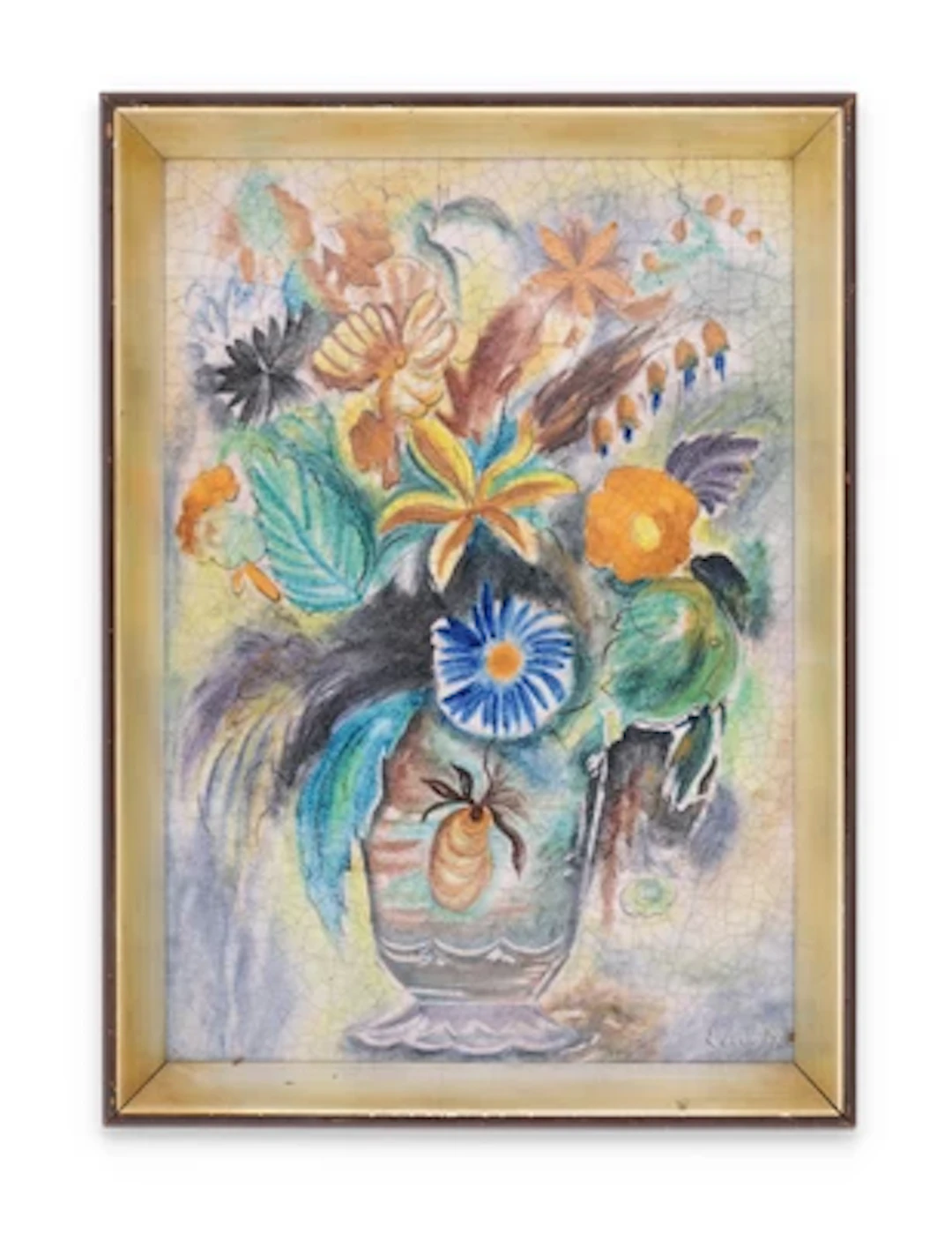 Ernst August von Mandelsloh, a wall plaque 'Vase of Flowers', Schleiss