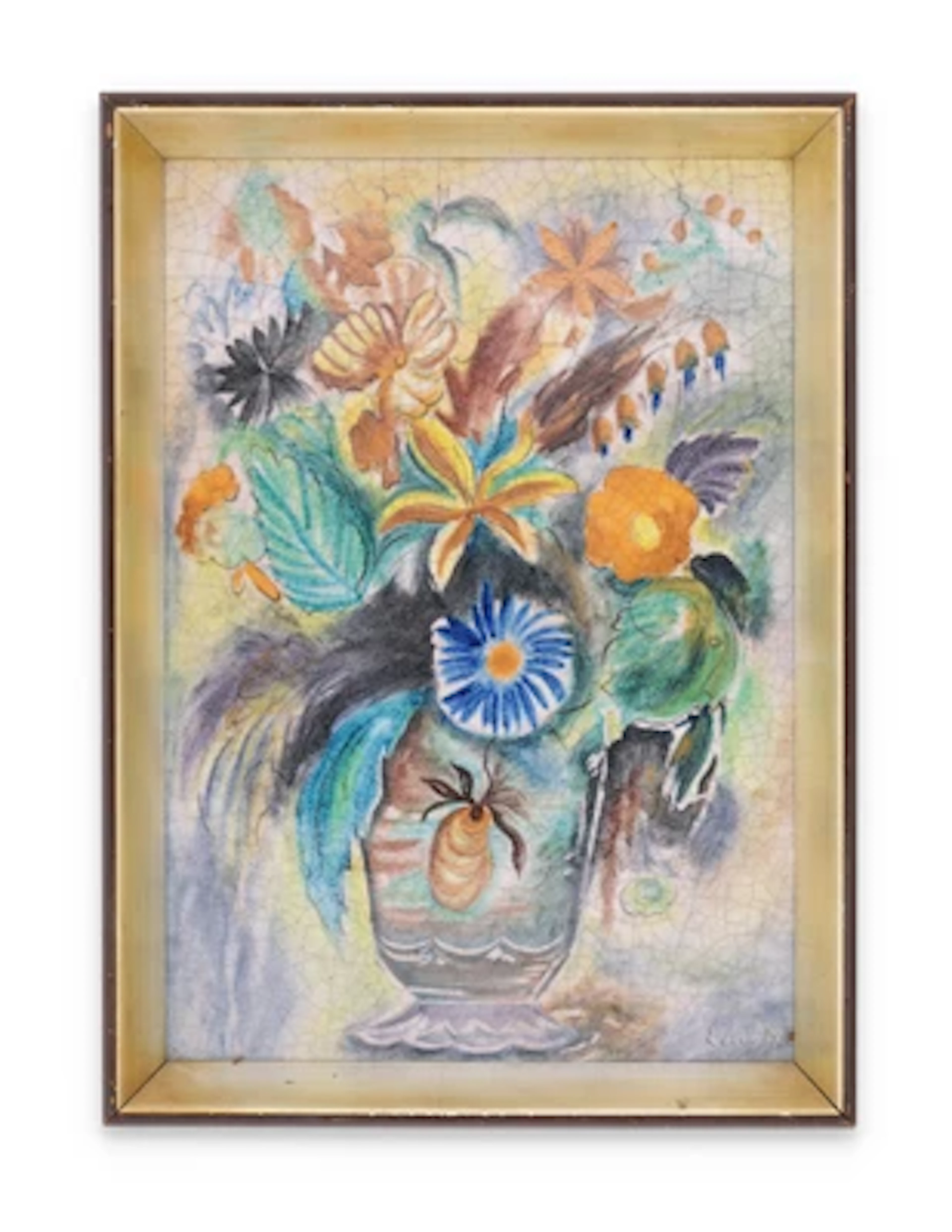 Ernst August von Mandelsloh, a wall plaque 'Vase of Flowers', Schleiss