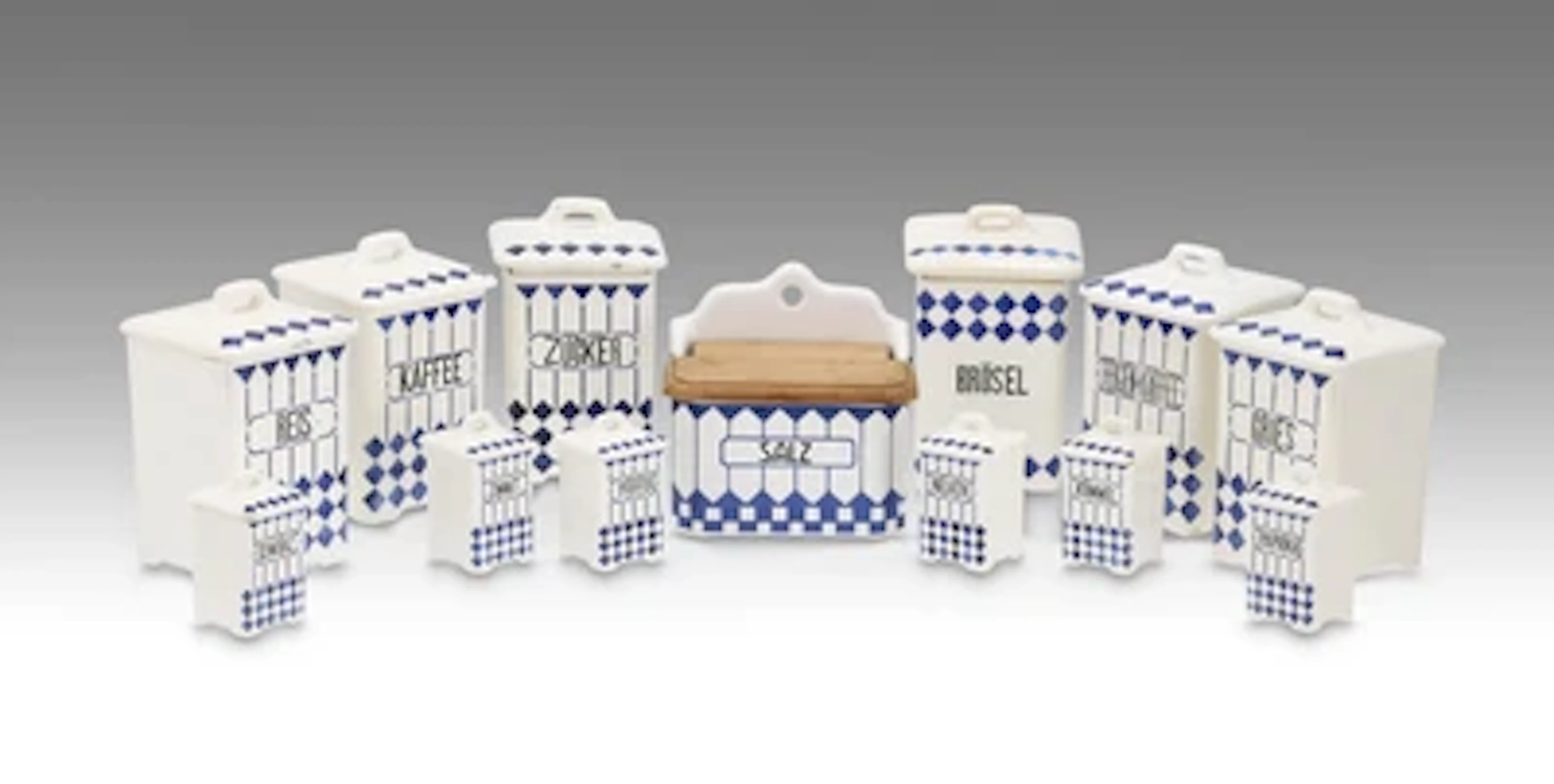 Thirteen storage containers with Secessionist decoration, c. 1900/15