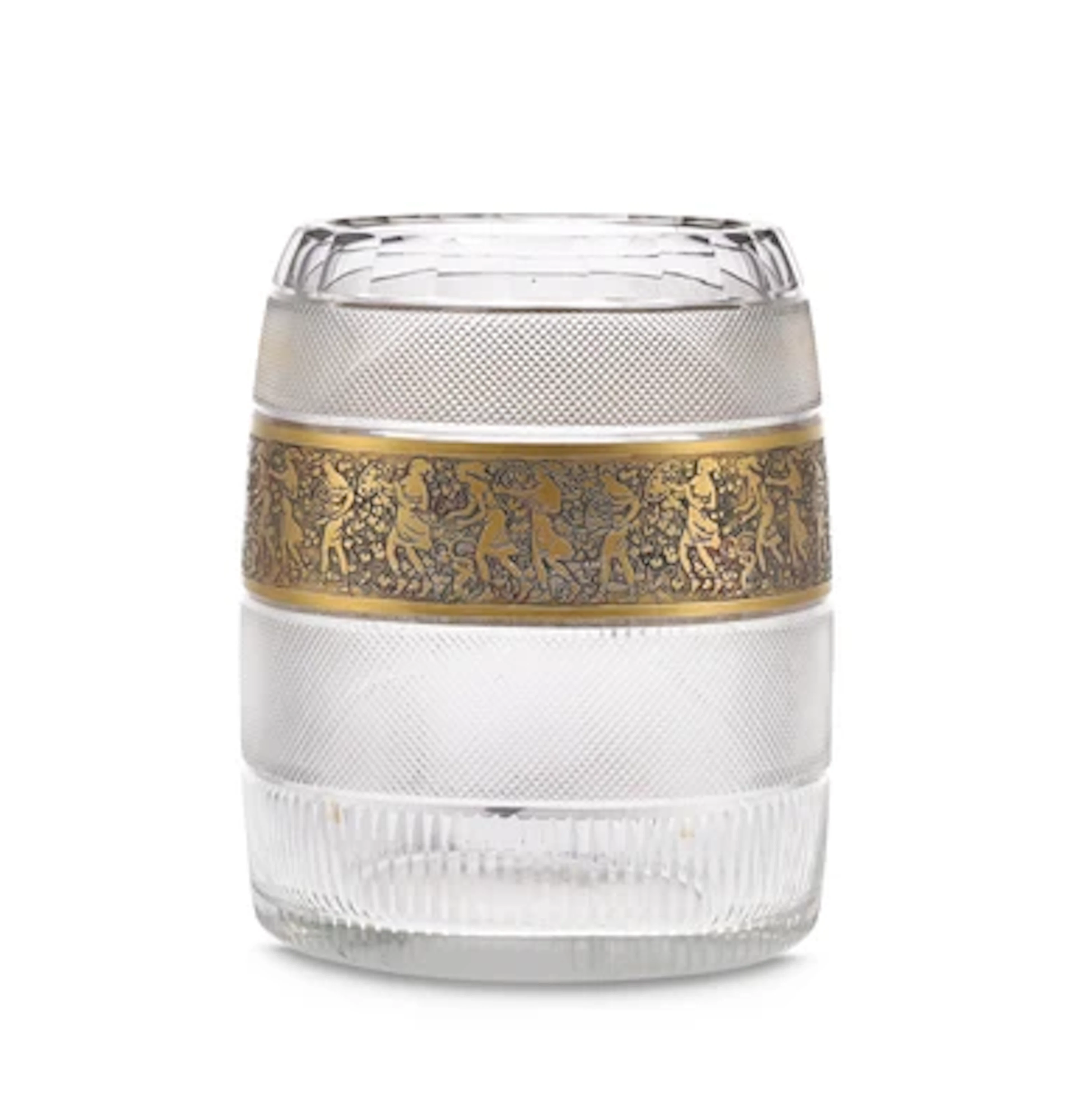 Vase mit oroplastischem Dekor mit bewaffneten Amazonen, vgl. Form: Splendid, Ludwig Moser & Söhne, Karlsbad, um 1914-38