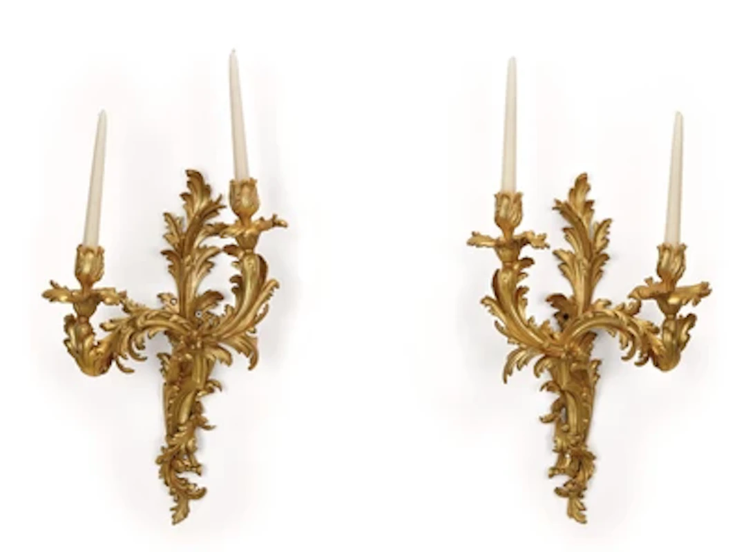 A Pair of Large Finely Executed Louis XV-Style Wall Lights