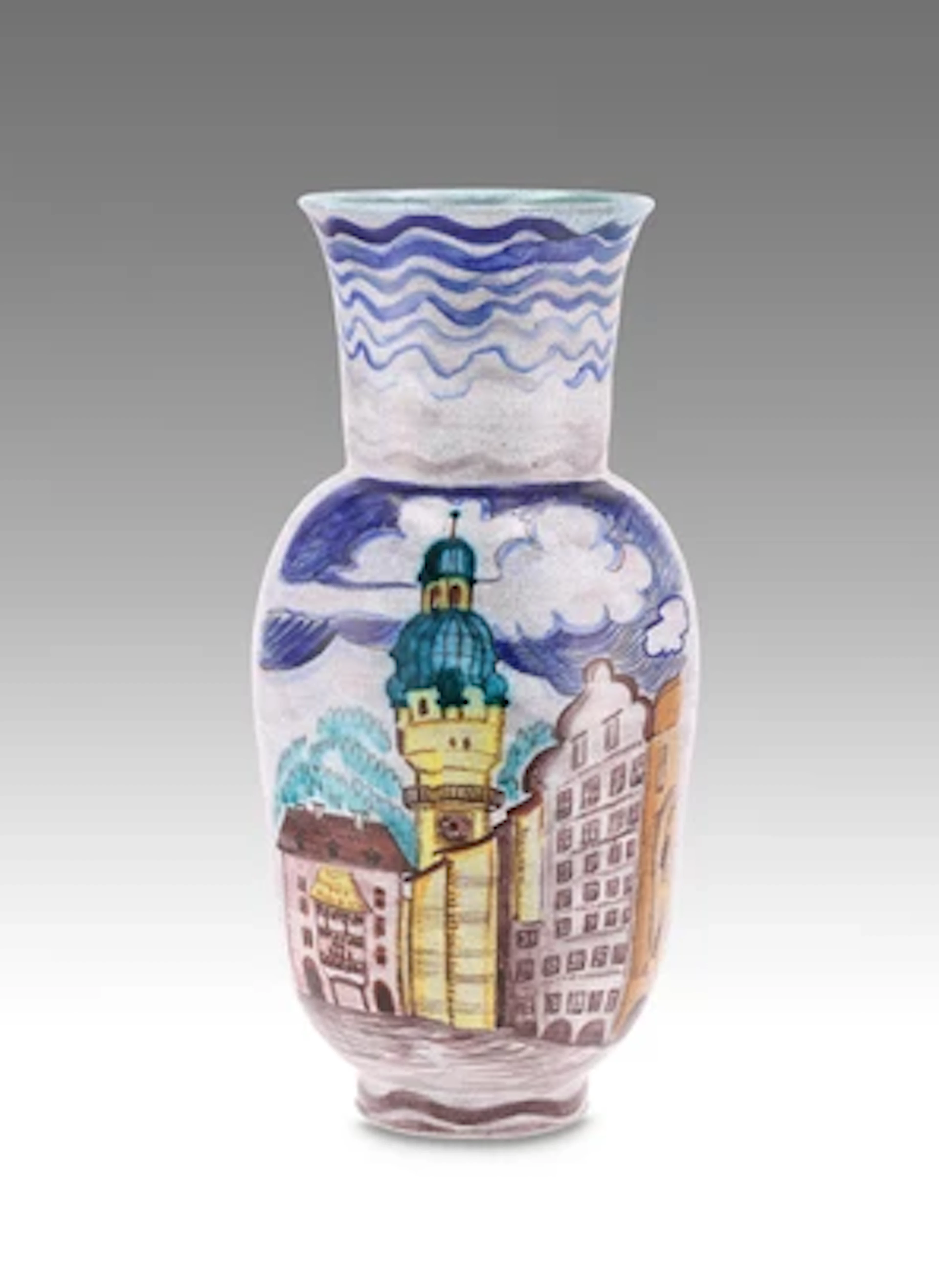 A vase with a view of the city of Innsbruck, Schleiss, Gmunden, after 1926