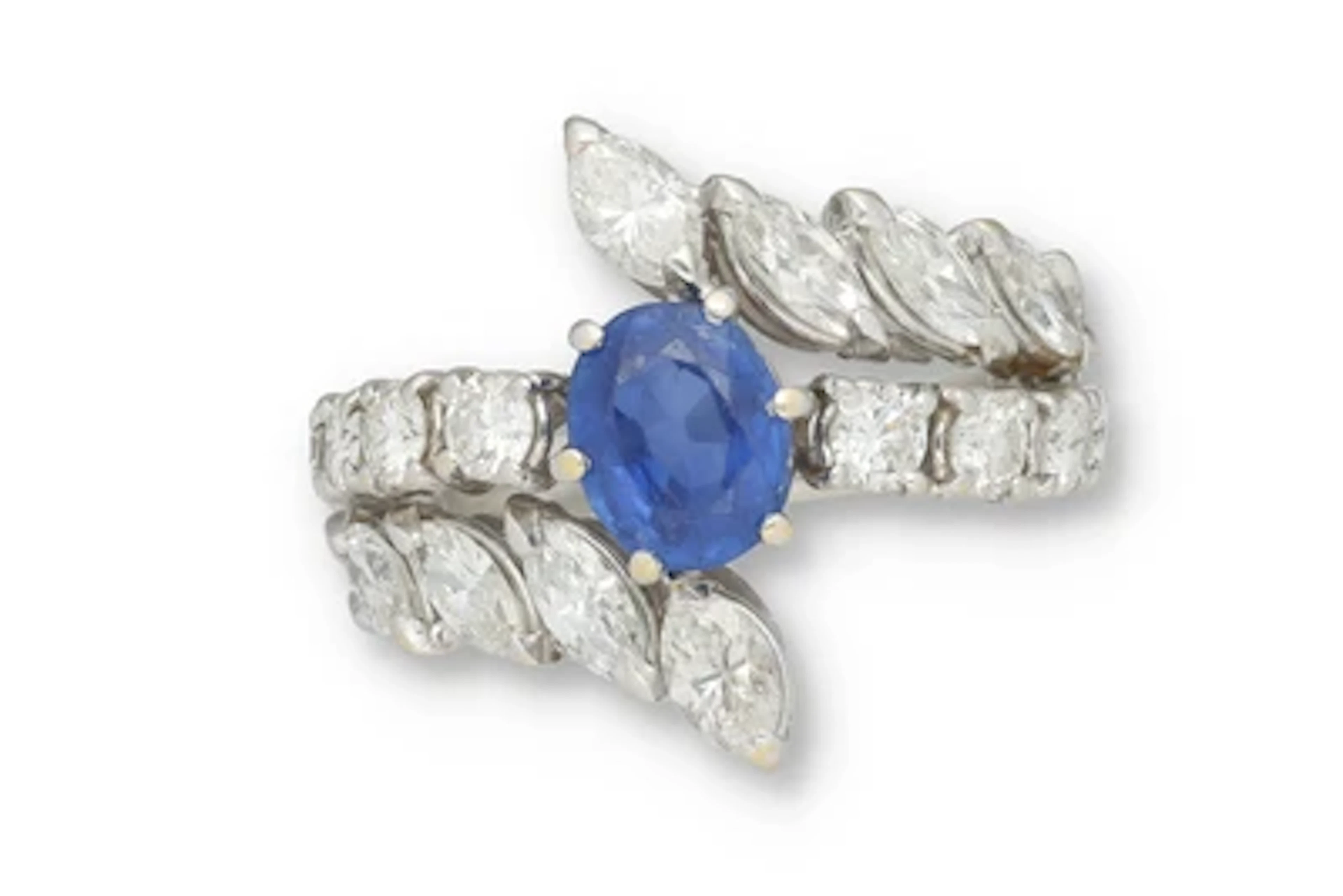 Diamantring mit unbehandeltem Saphir ca. 1,40 ct