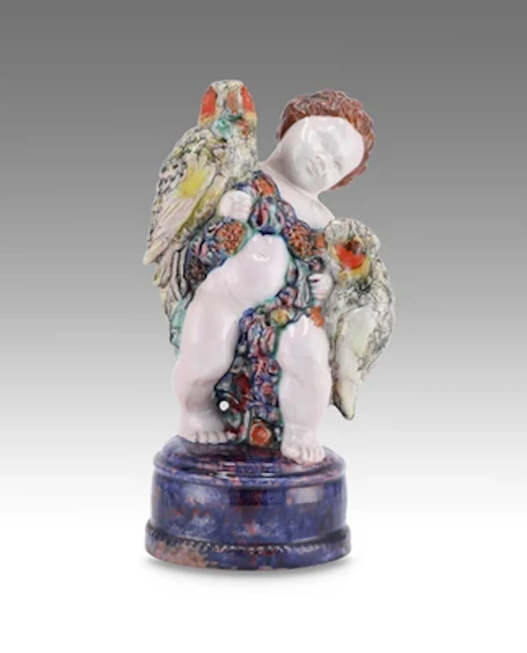 Leo Miller, a putto with parrots and grapes, model number 144, Radstädter