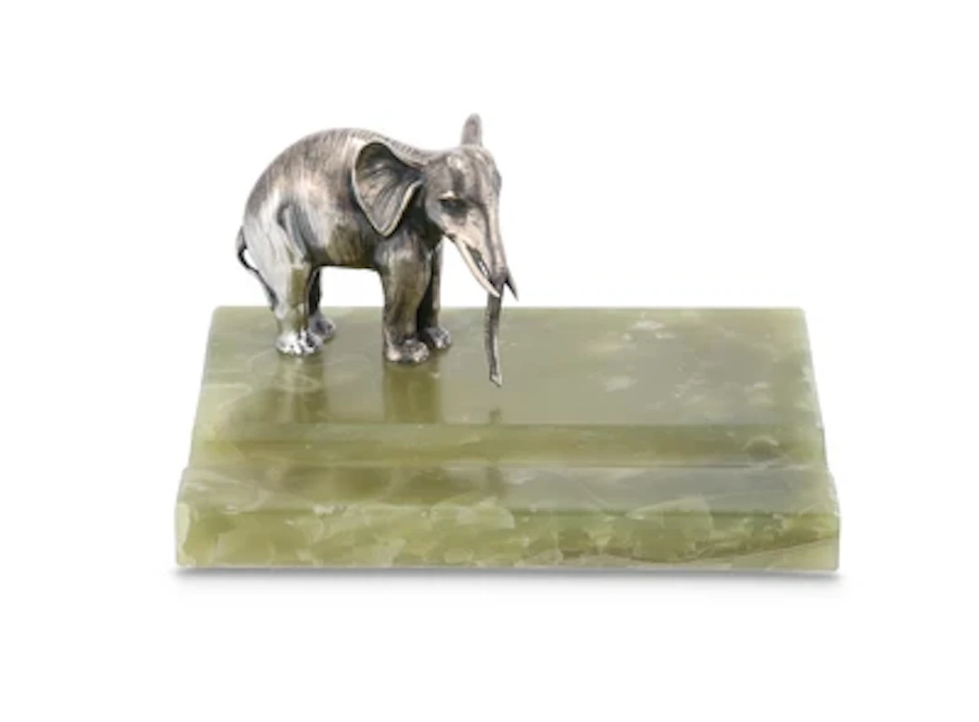 A desk tray with silver elephant, Georg Adam Scheid, Vienna, by May 1922