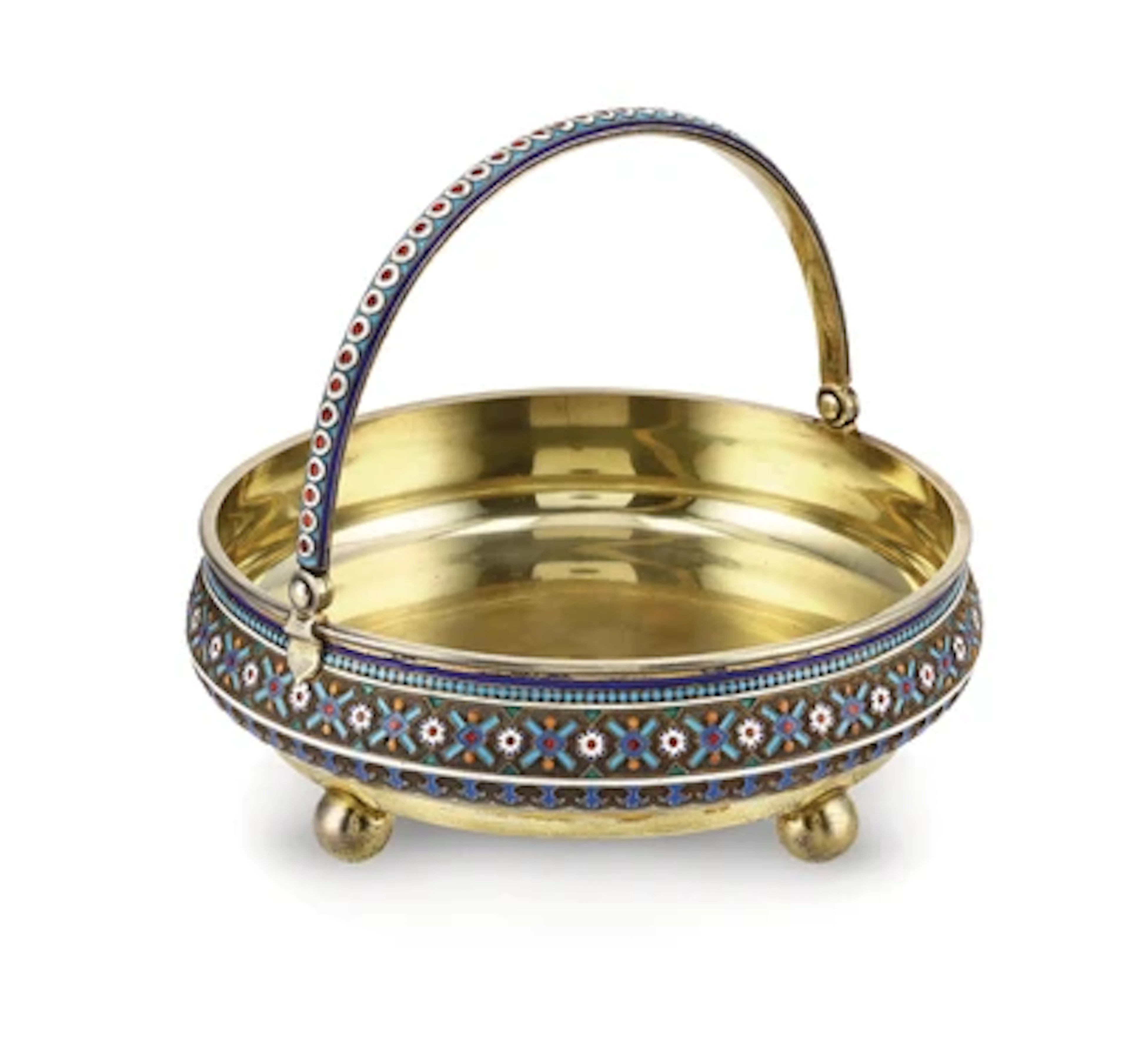 A Muscovite Cloisonné Handled Bowl