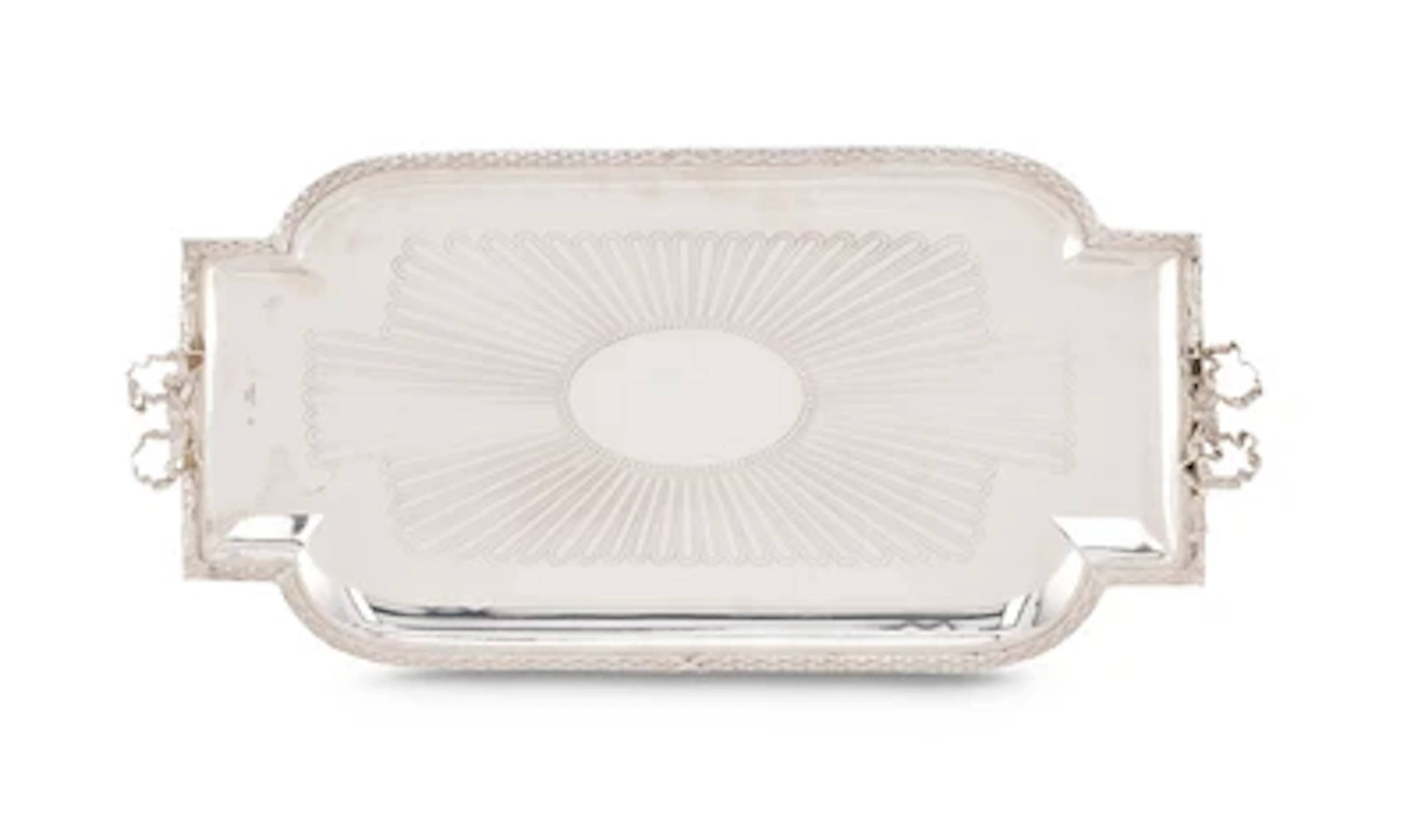 A silver serving tray with acanthus decoration, Brüder Frank, retailed