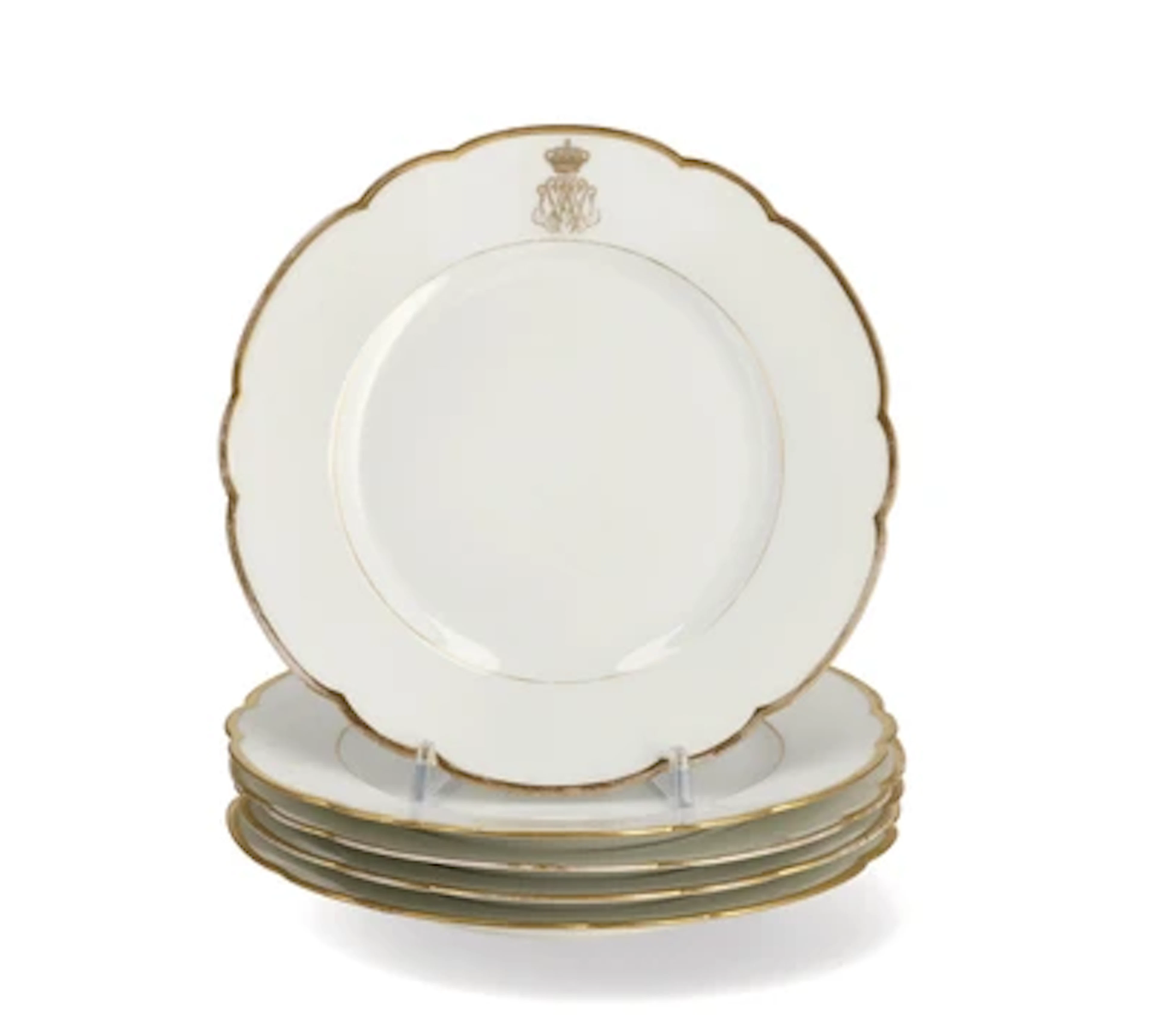 5 Speiseteller aus einem höfischen Tafelservice, Haviland, Limoges um 1900