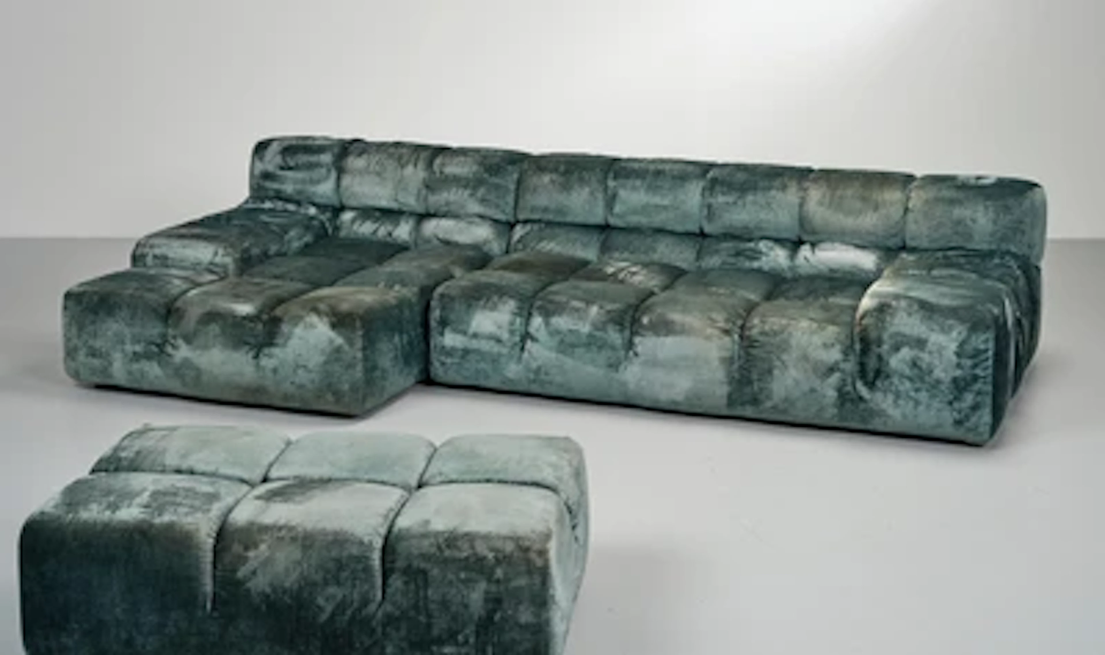 A Tufty-Time sofa with stool, designed by Patricia Urquiola