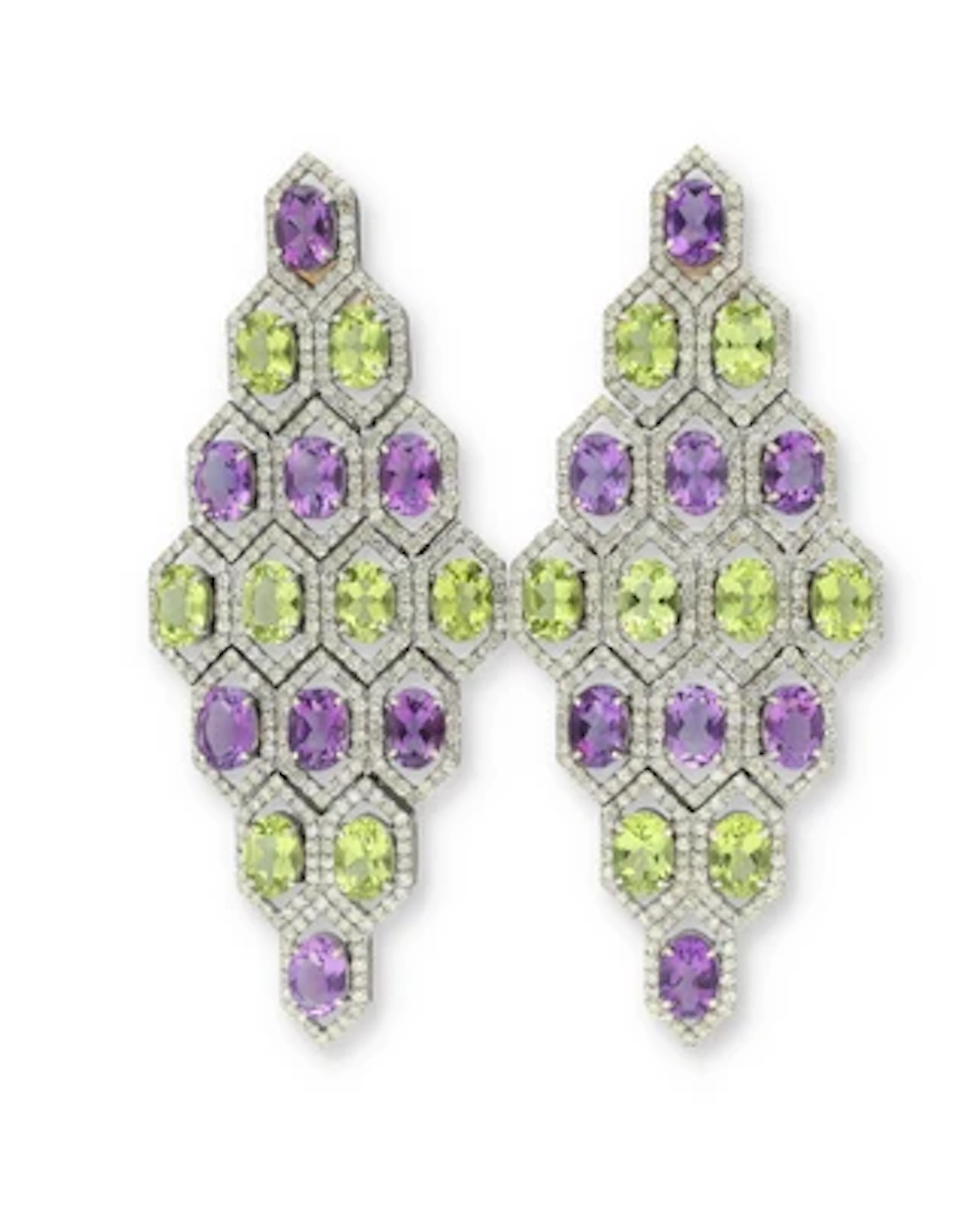 Diamant Amethyst Peridot Ohrsteckgehänge