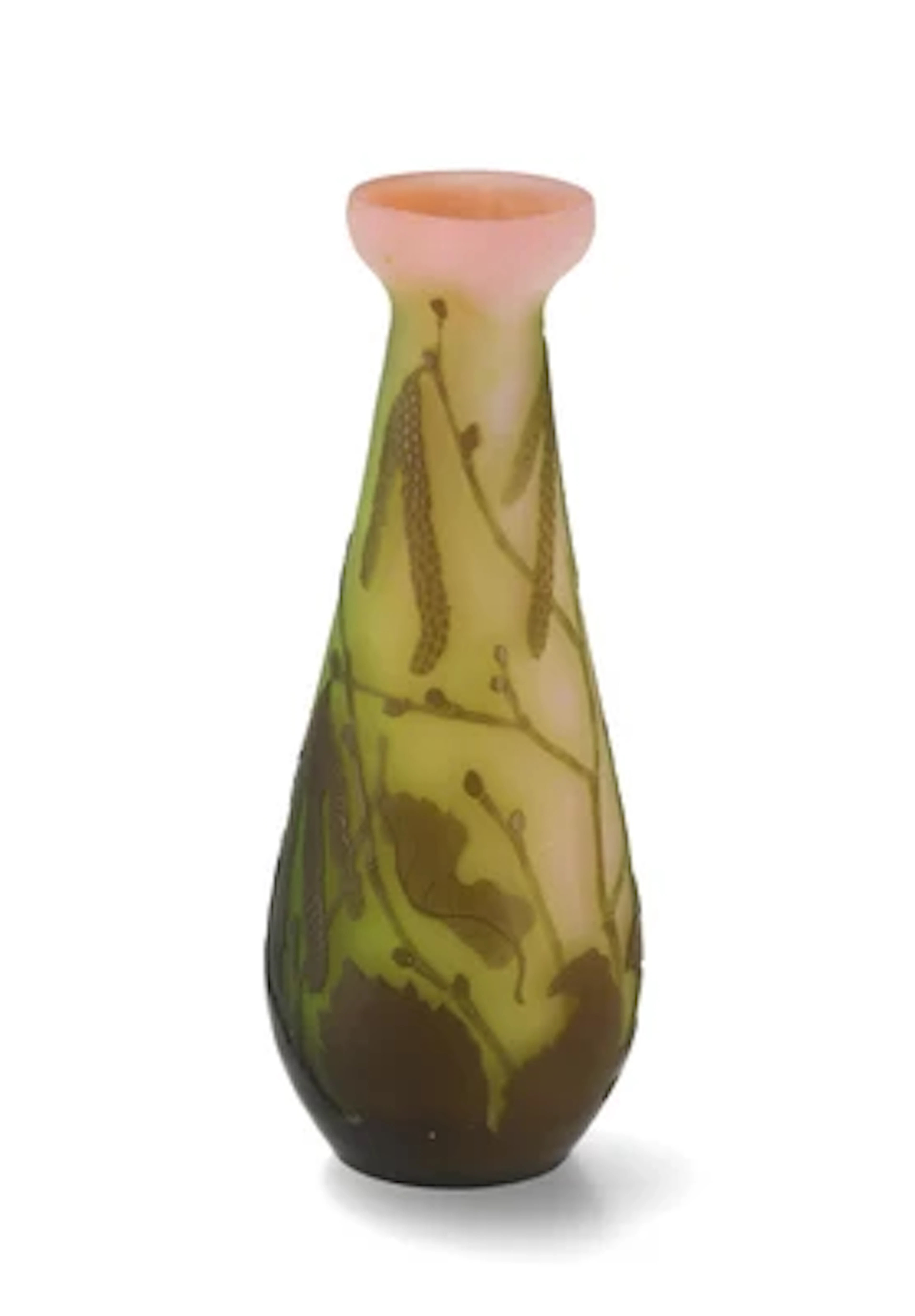 A vase with hazel flowers and leaves, Emile Gallé, Nancy, c. 1905-10