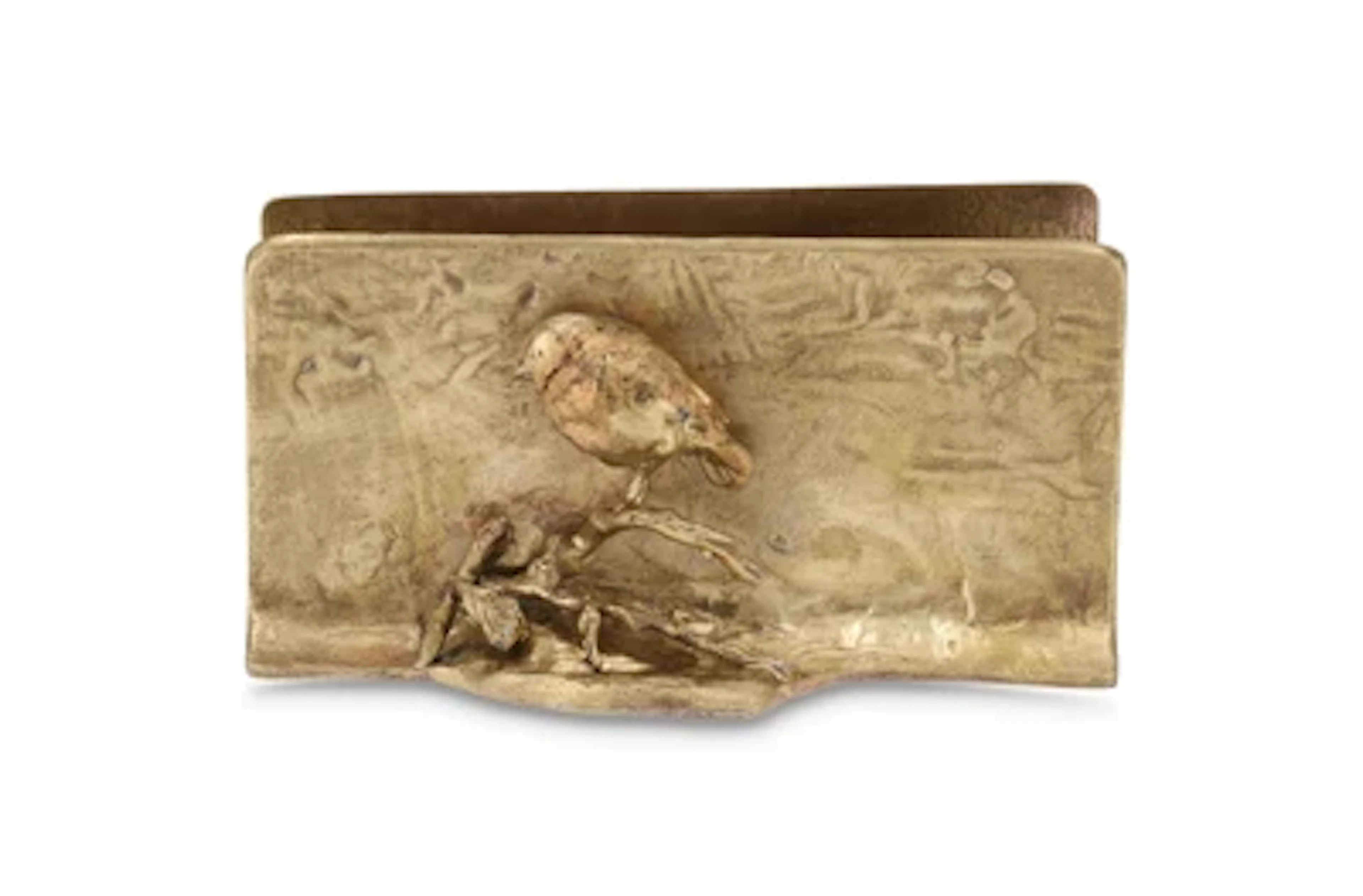 A bronze letter tray with a bird, Tusca, c. 1915