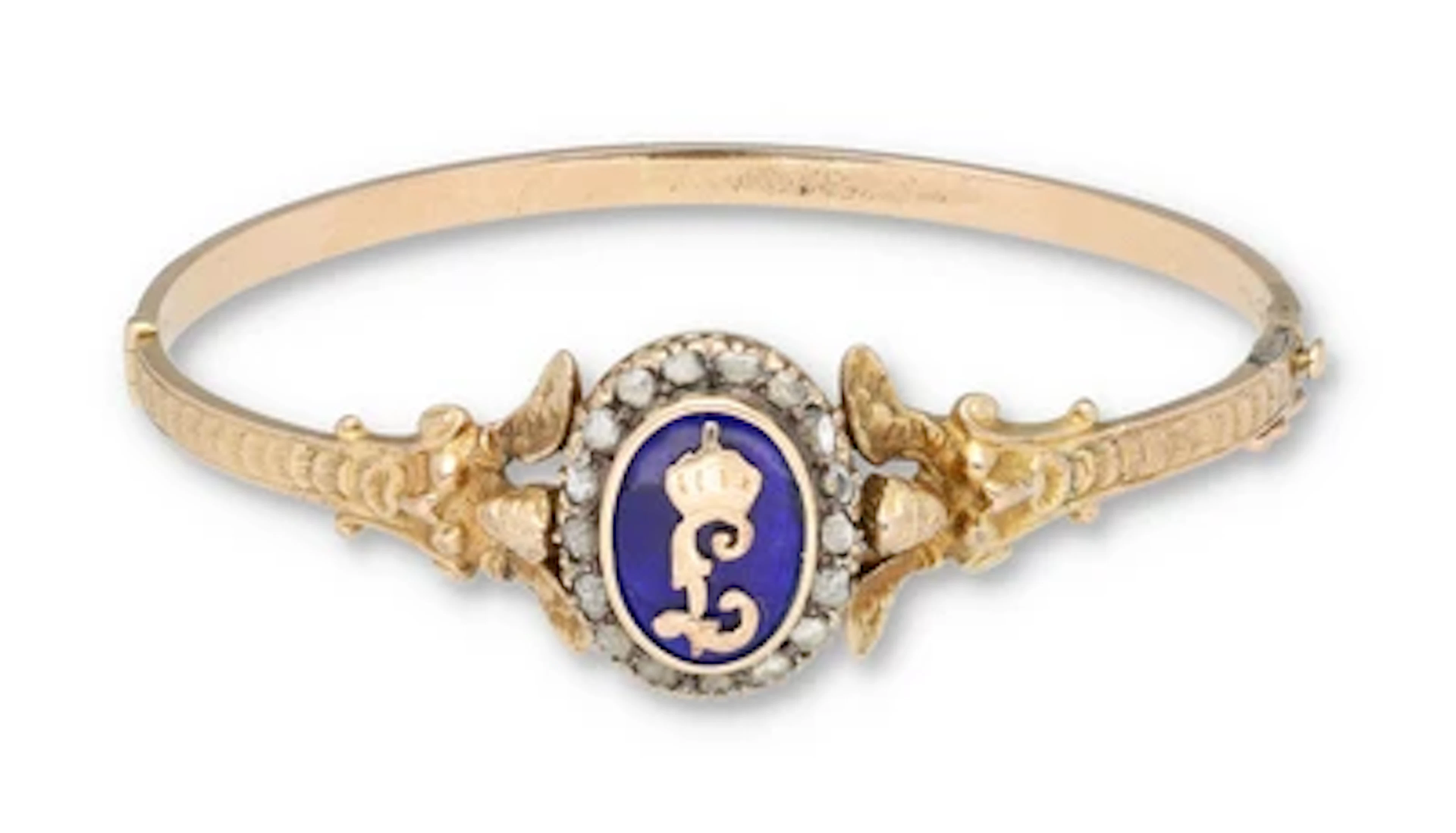 Antique Ludwig II of Bavaria bangle with rose-cut diamonds