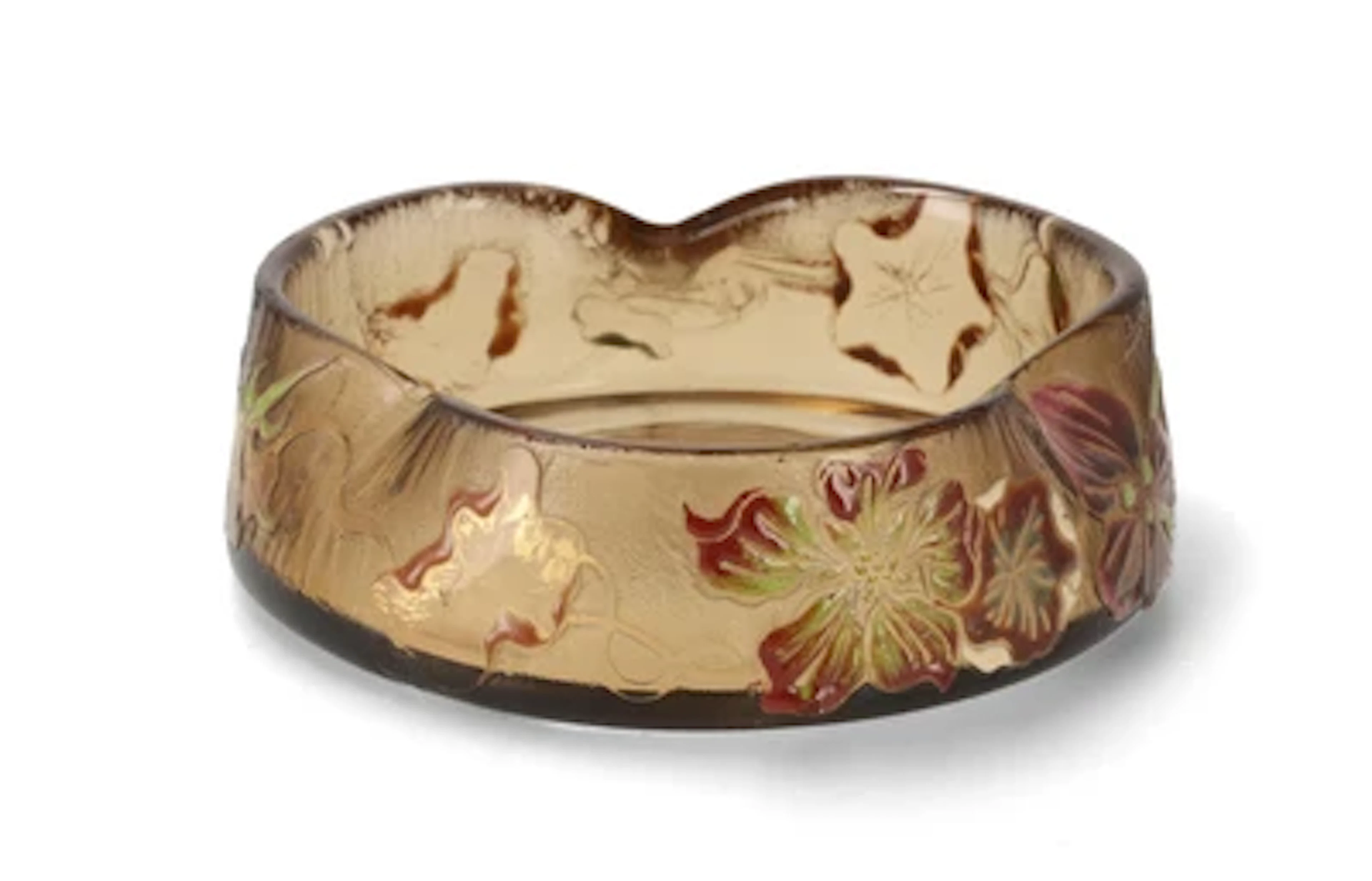 A bowl with polychrome enamelled lily decoration, Emile Gallé, Nancy, c. 1895