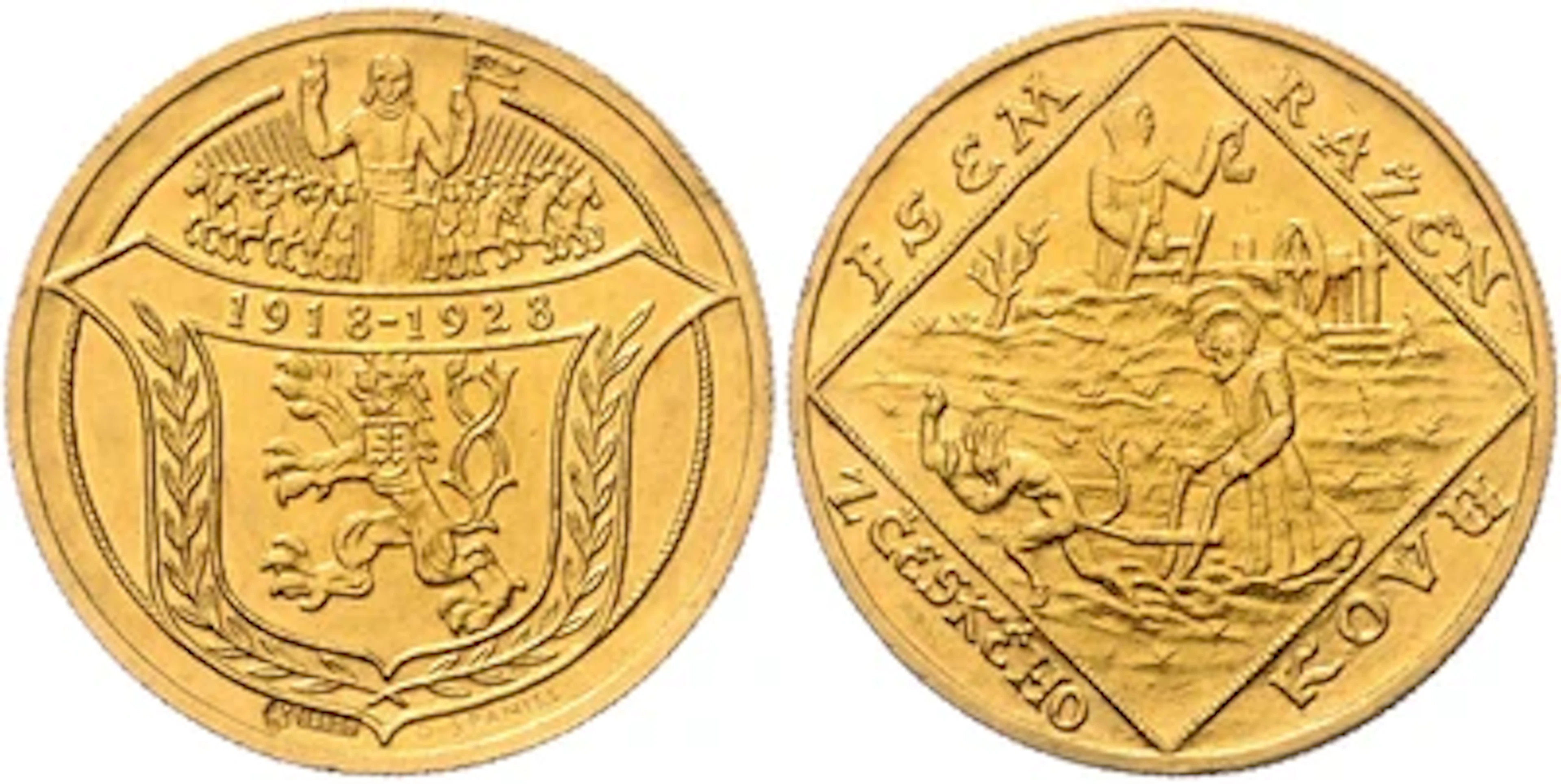 Tschechoslowakei, 10. Jahrestag der Republik 1928 GOLD