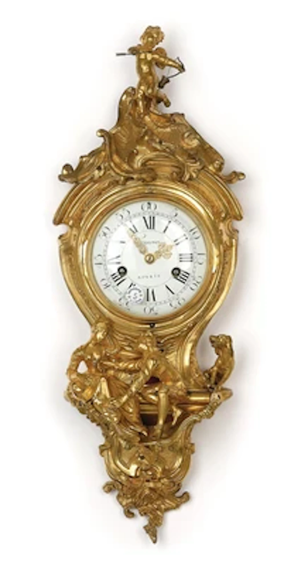 A Louis XVI Ormolu Cartel Clock “Trouvez à Paris”