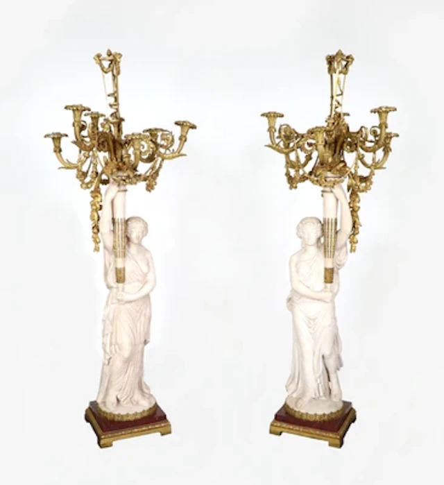 Paar Französische Kandelaber nach Jean-François Lorta, um 1900