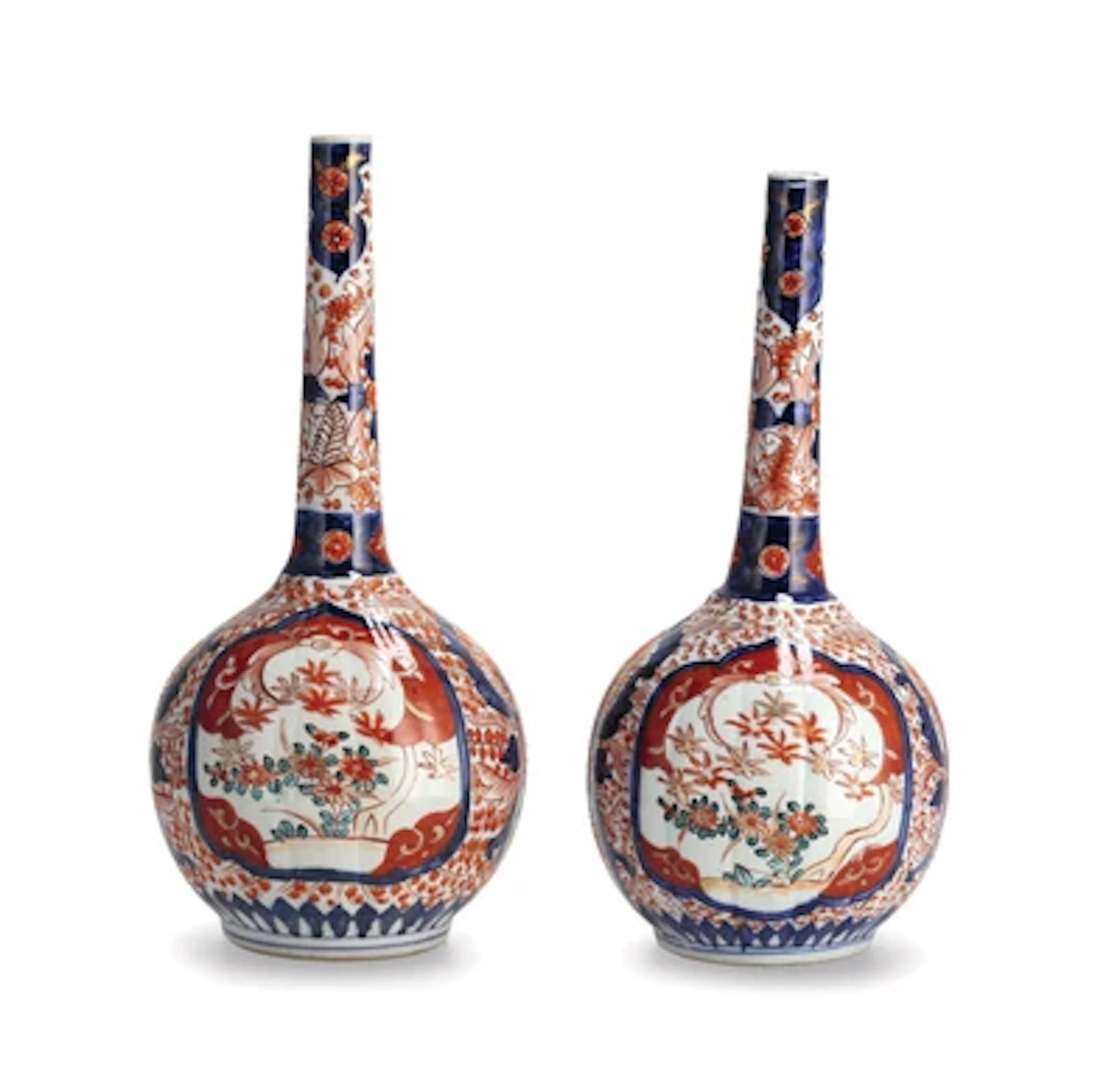 Paar Imari Flaschenvasen