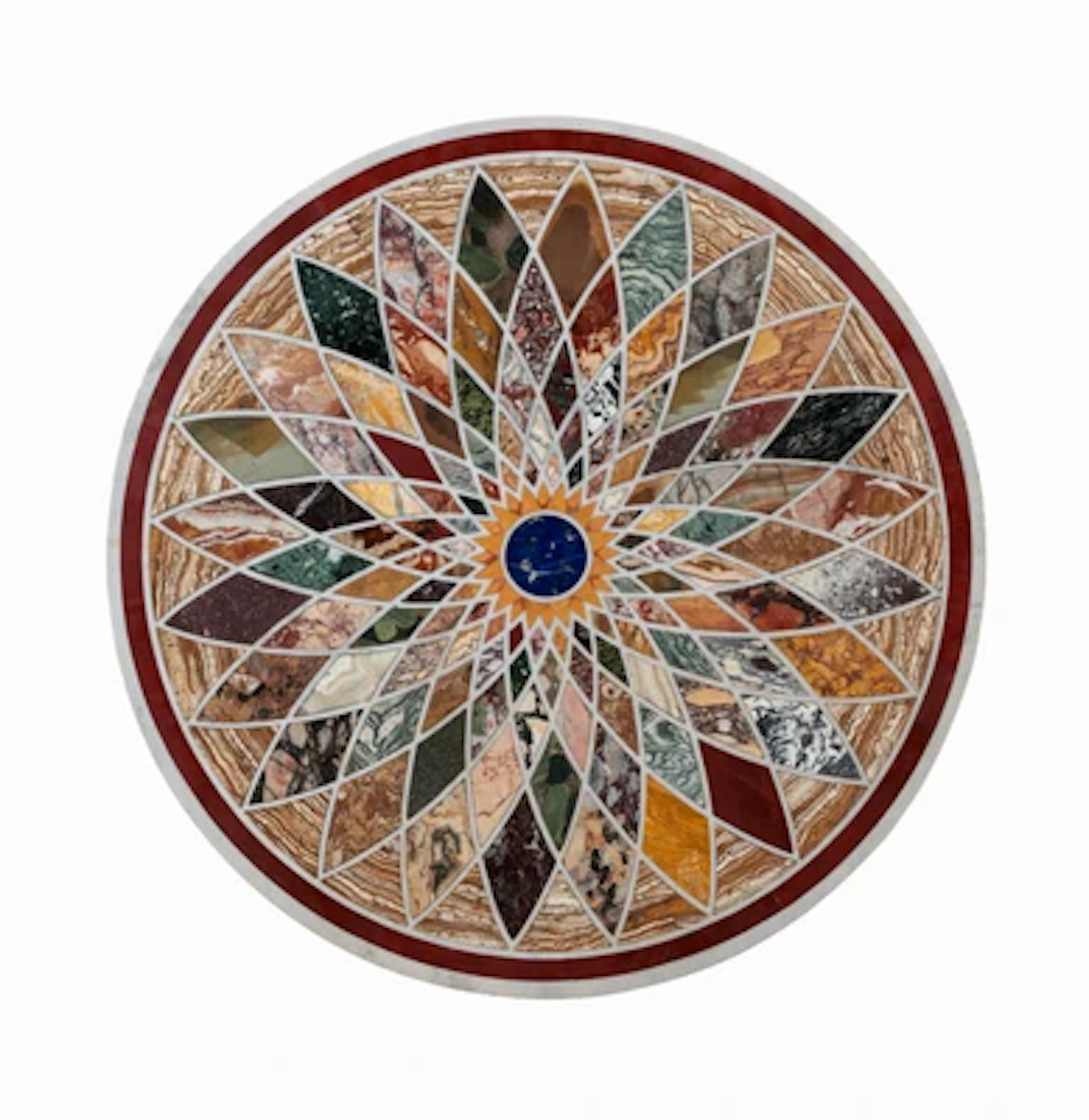 Runde Pietra-Dura-Tischplatte, Italien, wohl 19. Jahrhundert