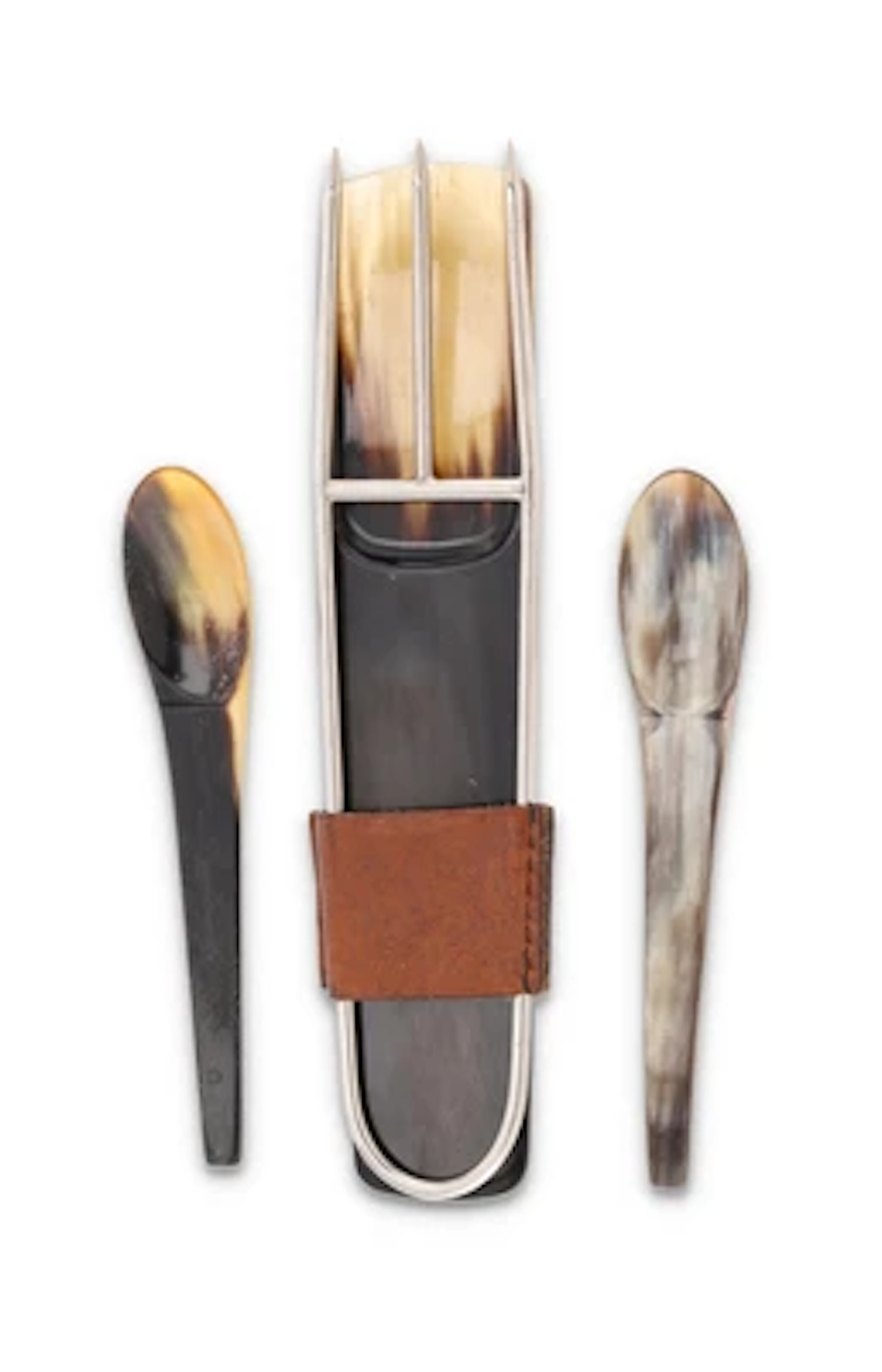 A two-piece salad serving set, model number 20353, and two horn spoons