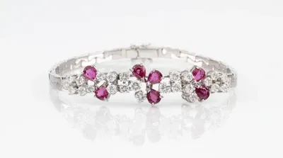 Brillant Rubin Armband, Brillanten zus. ca. 2,0 ct