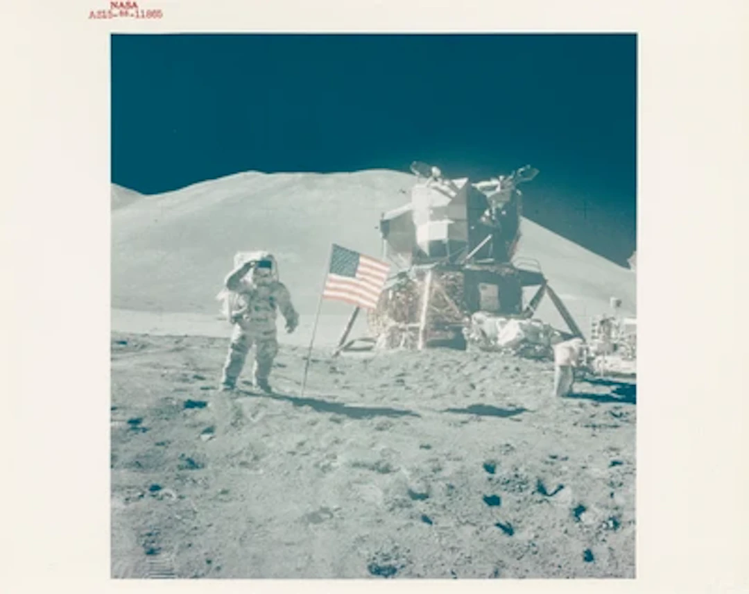 APOLLO 15 - James Irwin's Lunar Salute at Hadley Base
