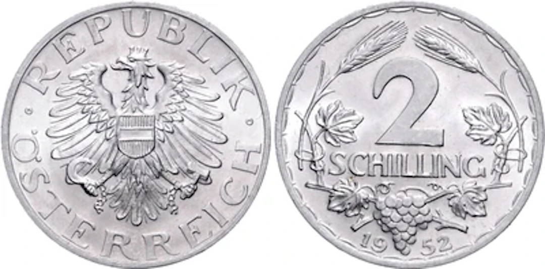 2 Schilling 1952 Wien; =2,82 g=(minimal Kr.) II