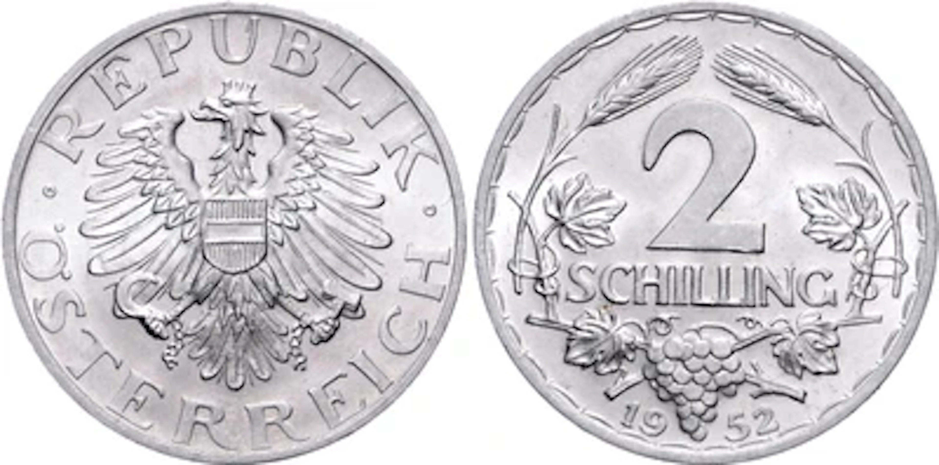 2 Schilling 1952 Wien; =2,82 g=(minimal Kr.) II