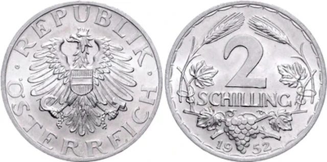 2 Schilling 1952 Wien; =2,82 g=(minimal Kr.) II