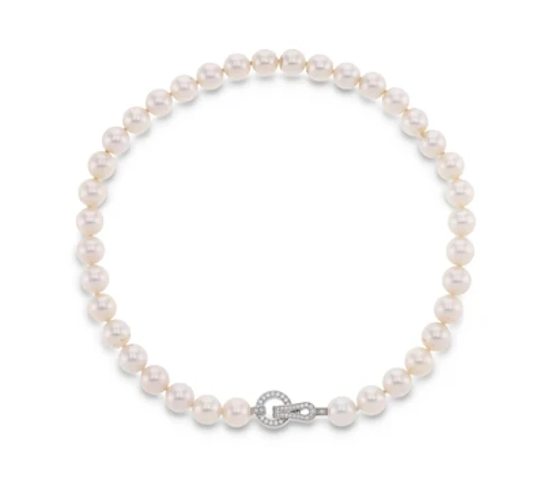 Cartier Agrafe cultured pearl necklace with diamond clasp