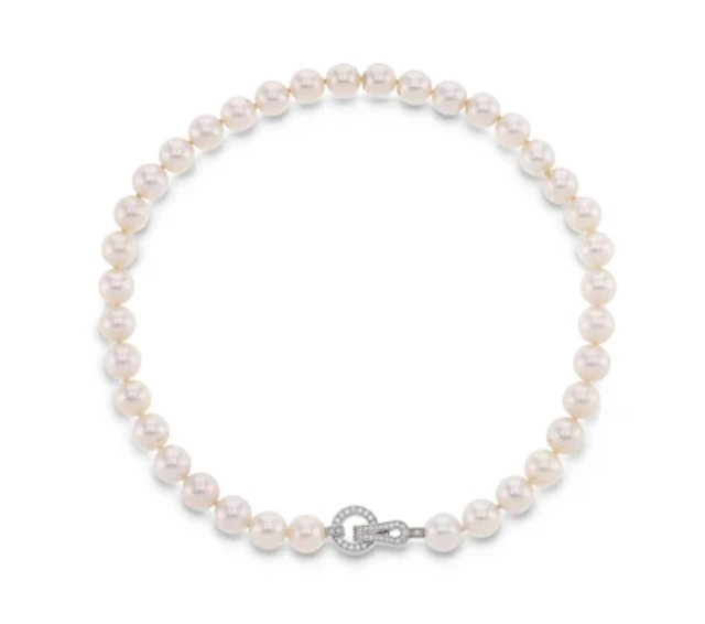 Cartier Agrafe cultured pearl necklace with diamond clasp