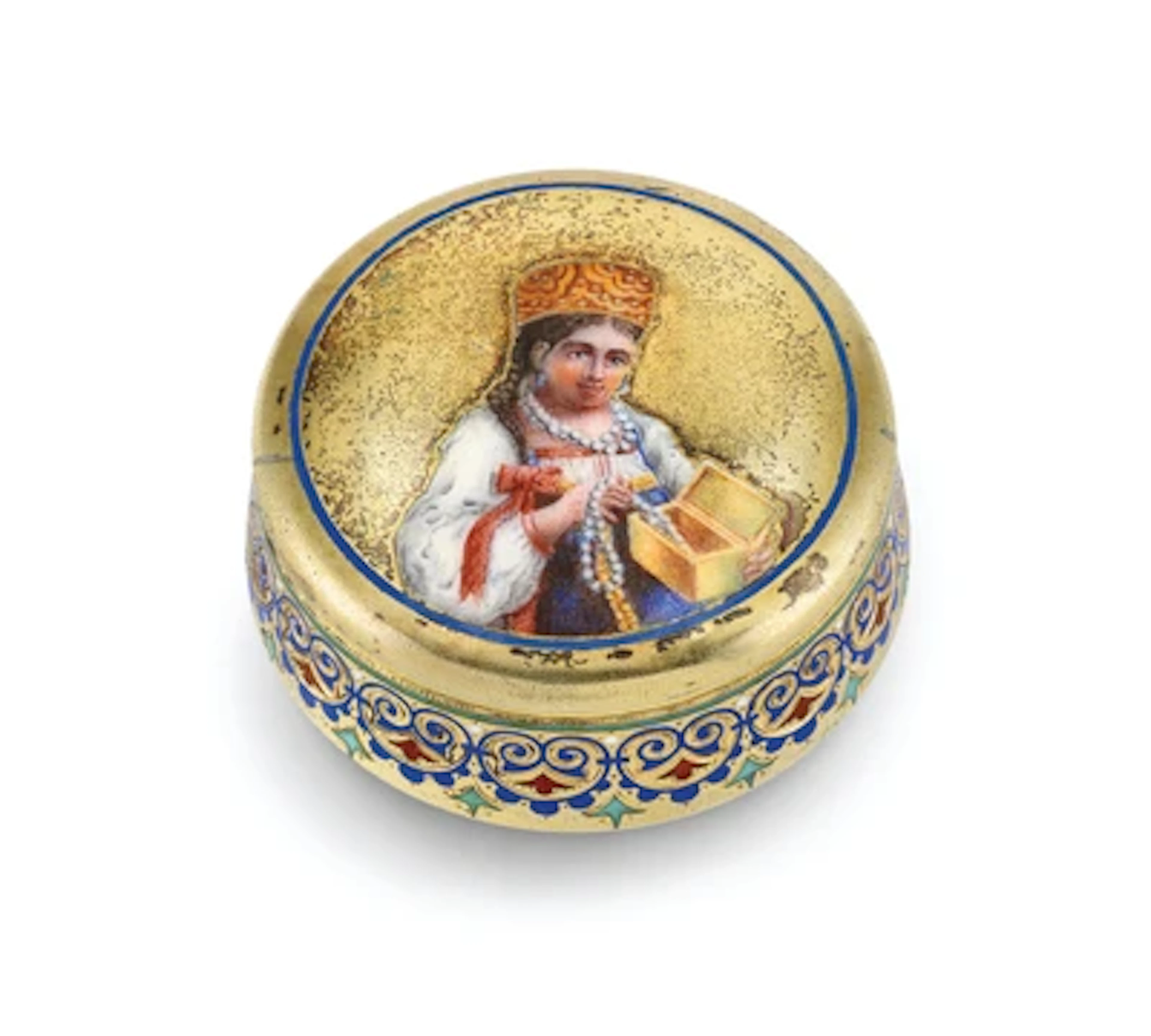 A Muscovite Enamelled Covered Box