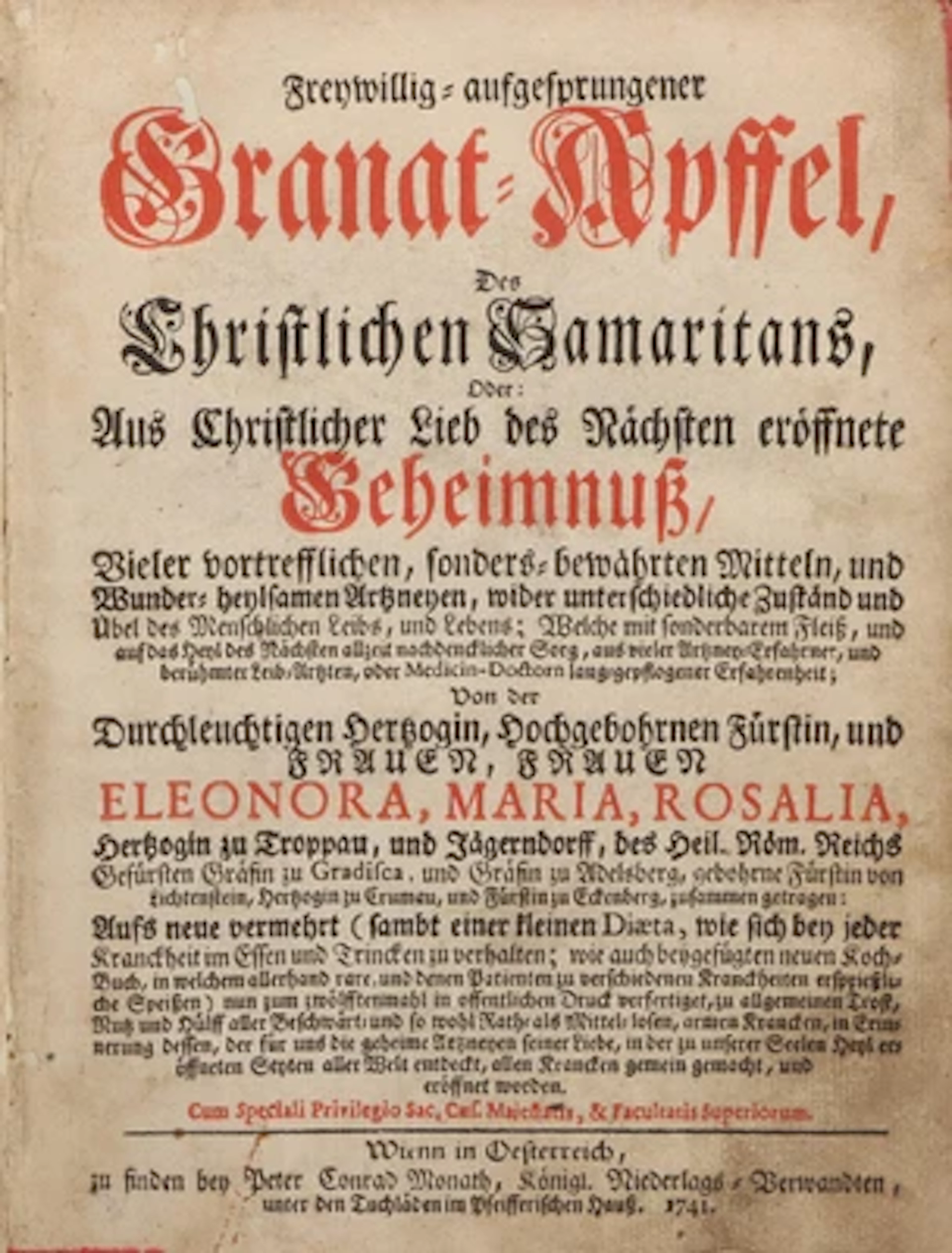 LICHTENSTEIN: GRANAT-APFFEL UND KOCHBUCH.