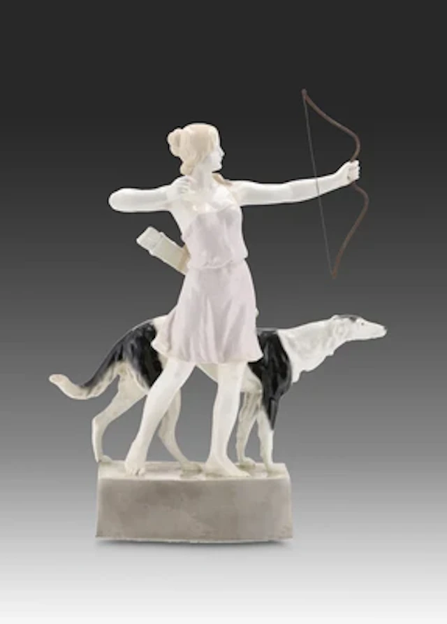 Latour (Louis-Marie-Blaise ?), Diana mit Pfeil und Bogen neben Windhund