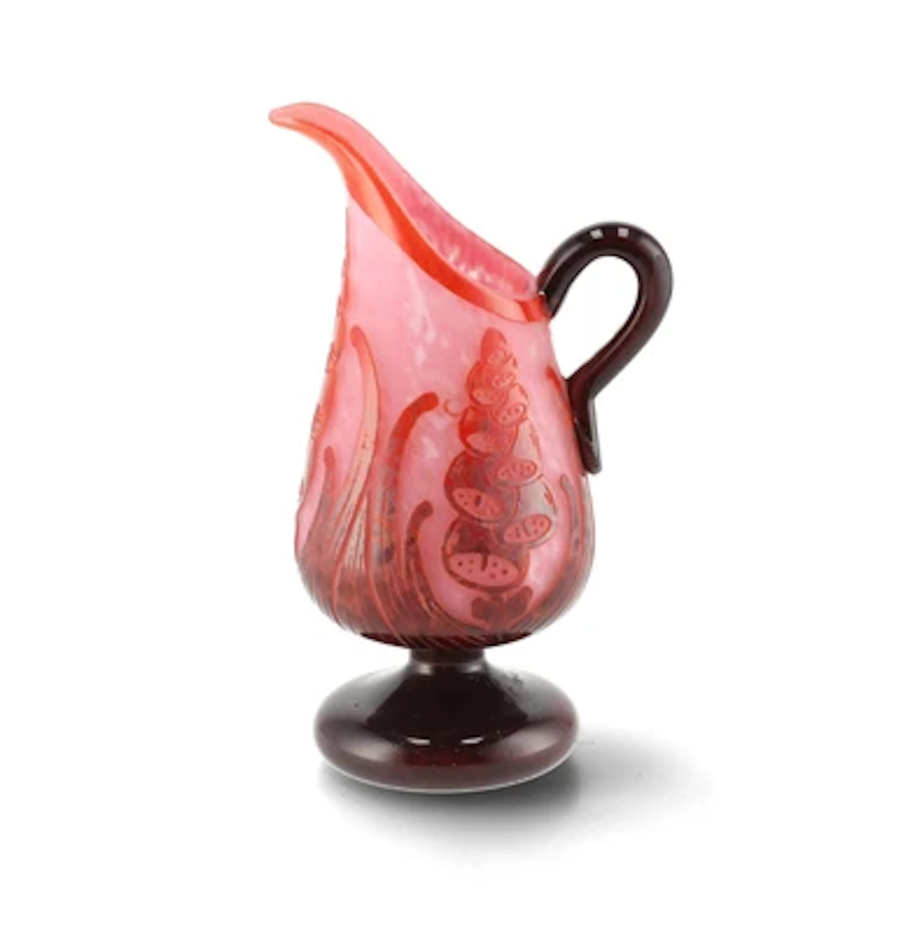 A "Digitales" handled jug, Verreries Schneider, Epinay-sur-Seine, 1918-33