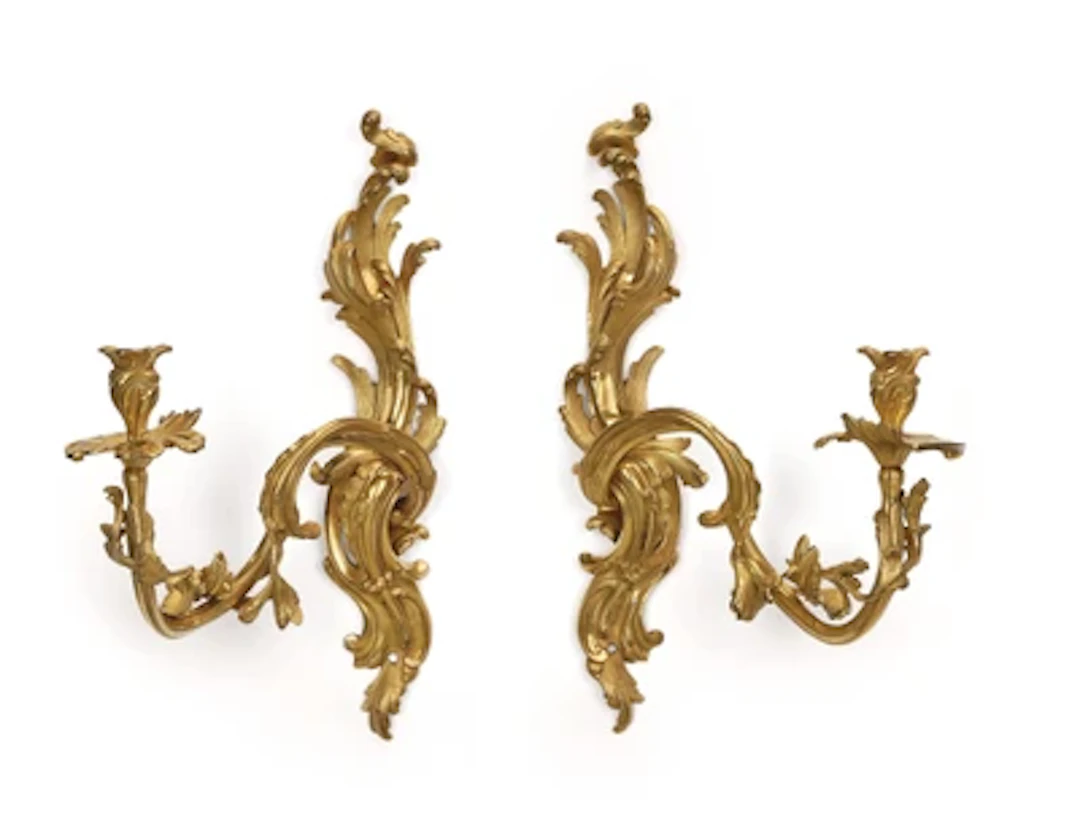 A Pair of Rare Single-Branch Rococo Wall Lights