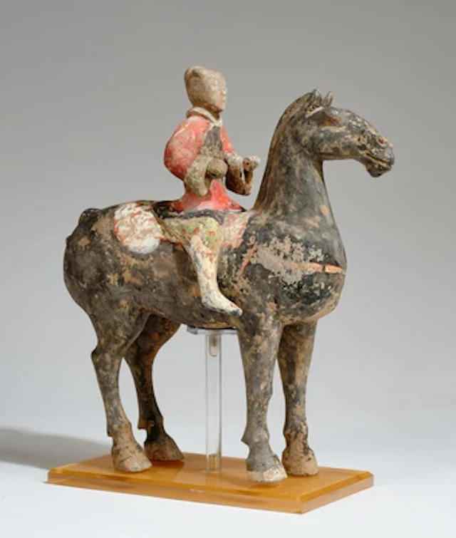 Pferd mit Reiter, China, Han Dynastie