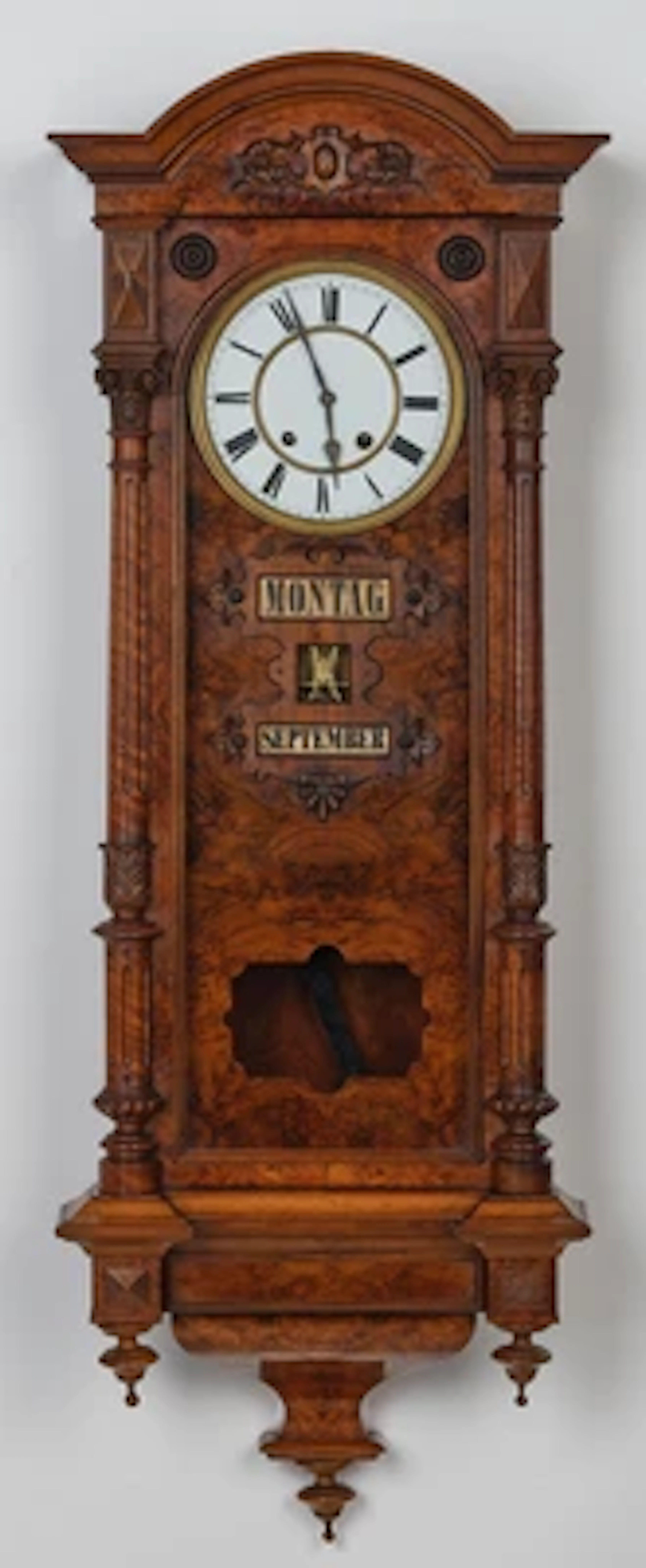 Deutsche Historismus Wandpendeluhr mit Vollkalender