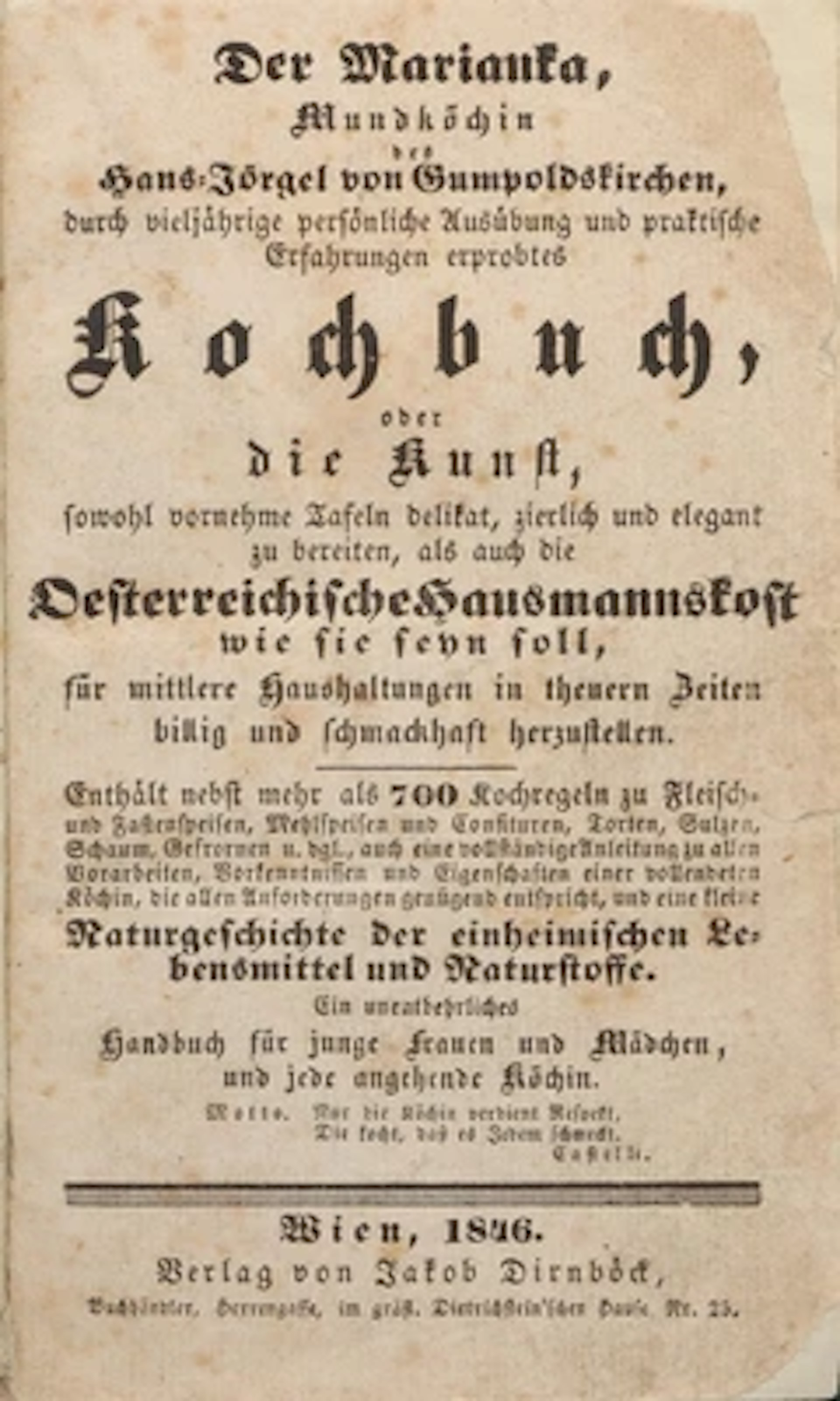 MARIANKA. DES HANS-JÖRGELS MUNDKÖCHIN.