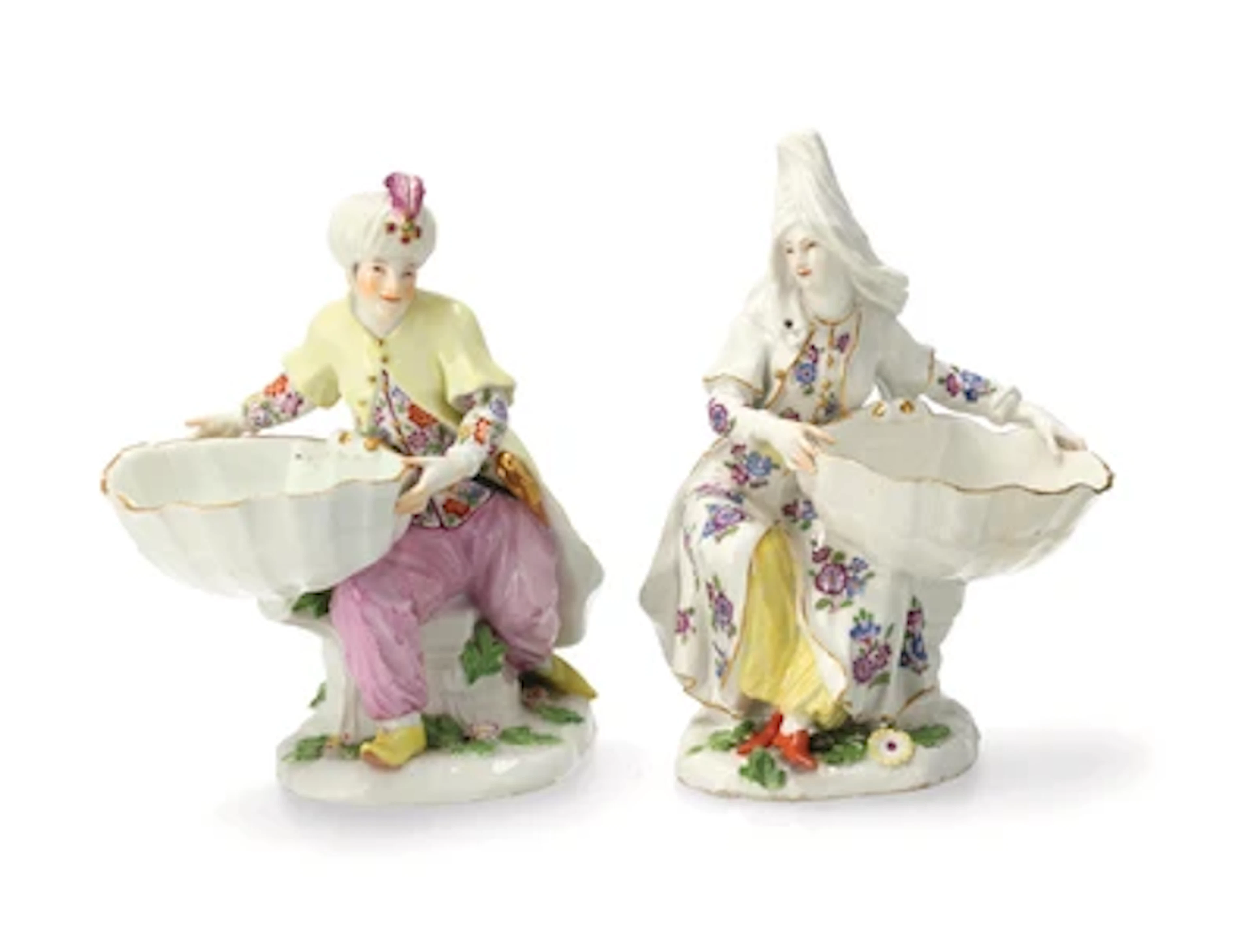 A Pair of Turks with Spice or Sweetmeat Dishes, Meissen, c. 1750
