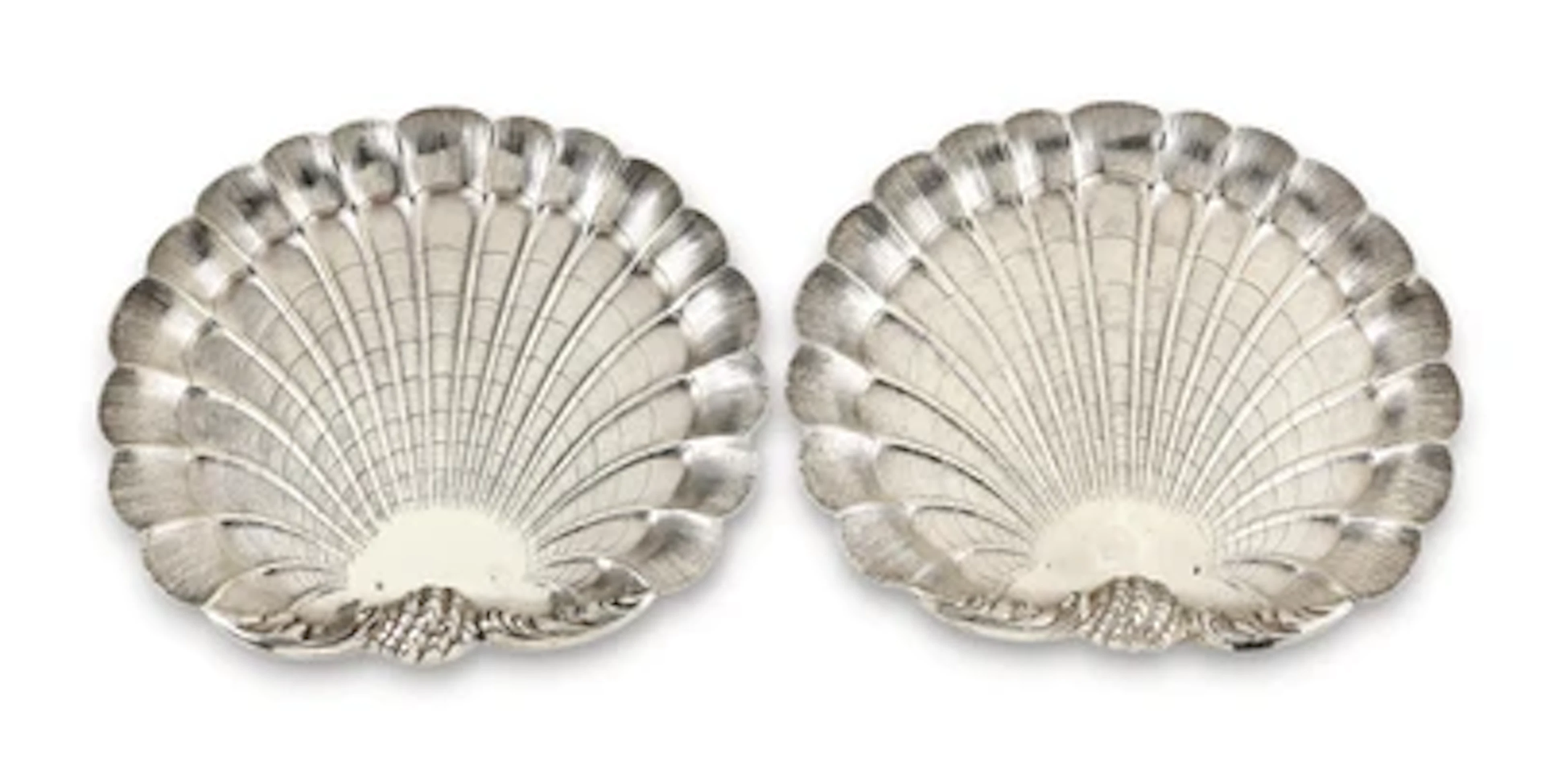 Paar muschelförmige Silberschalen, Wien, bis Mai 1922