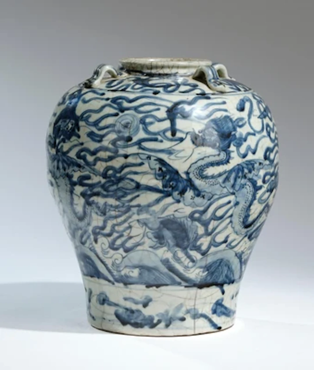 Blau-weißes Swatow Gefäß, China, späte Ming Dynastie