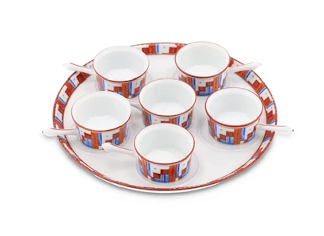 Art Déco Set aus sechs Schalen mit Handhabe und Anbieteschale, Rosenthal