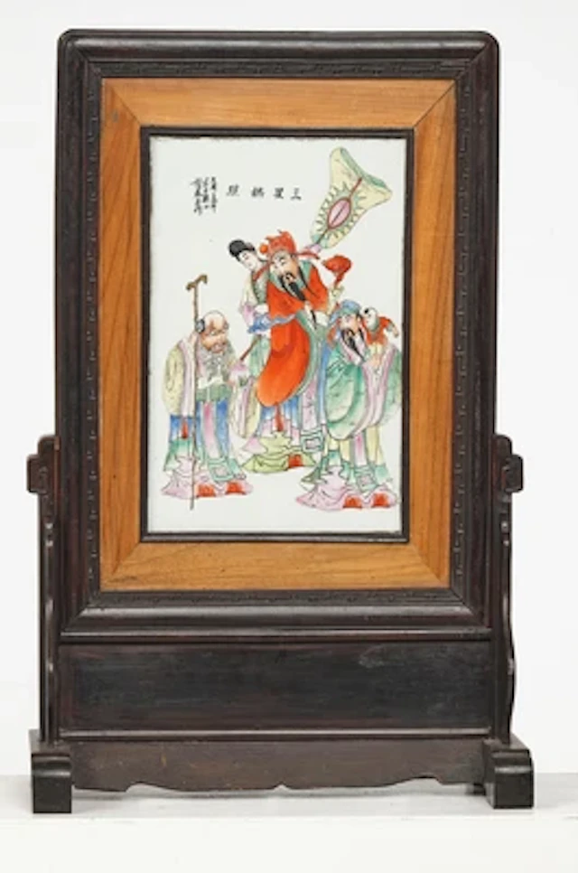Tischstellschirm, China, Jingdezhen, Republik Periode, datiert 1935