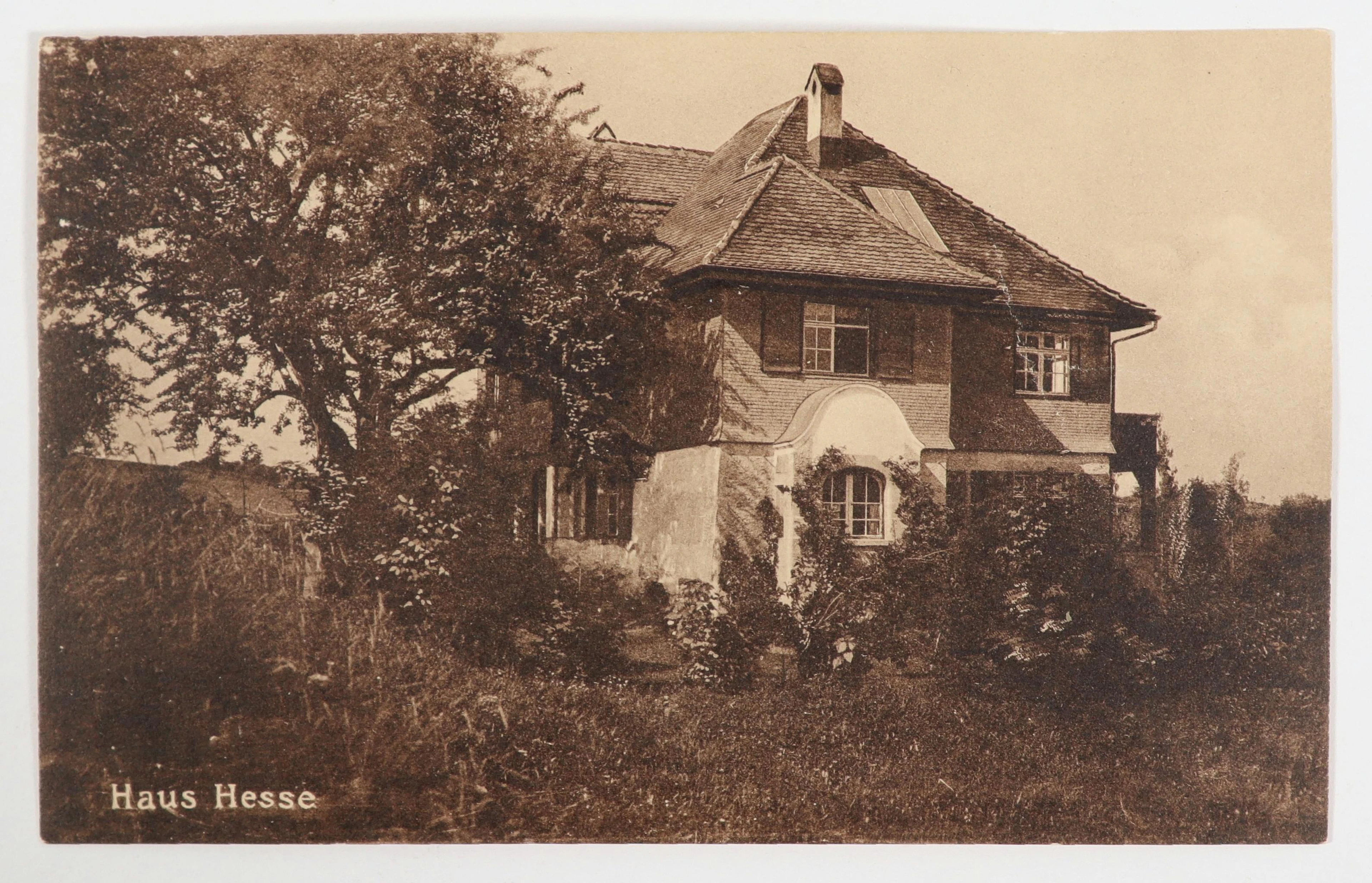 Hermann Hesse, Schriftsteller, (1877-1962) Autogramm-Postkarte: "Haus Hesse"