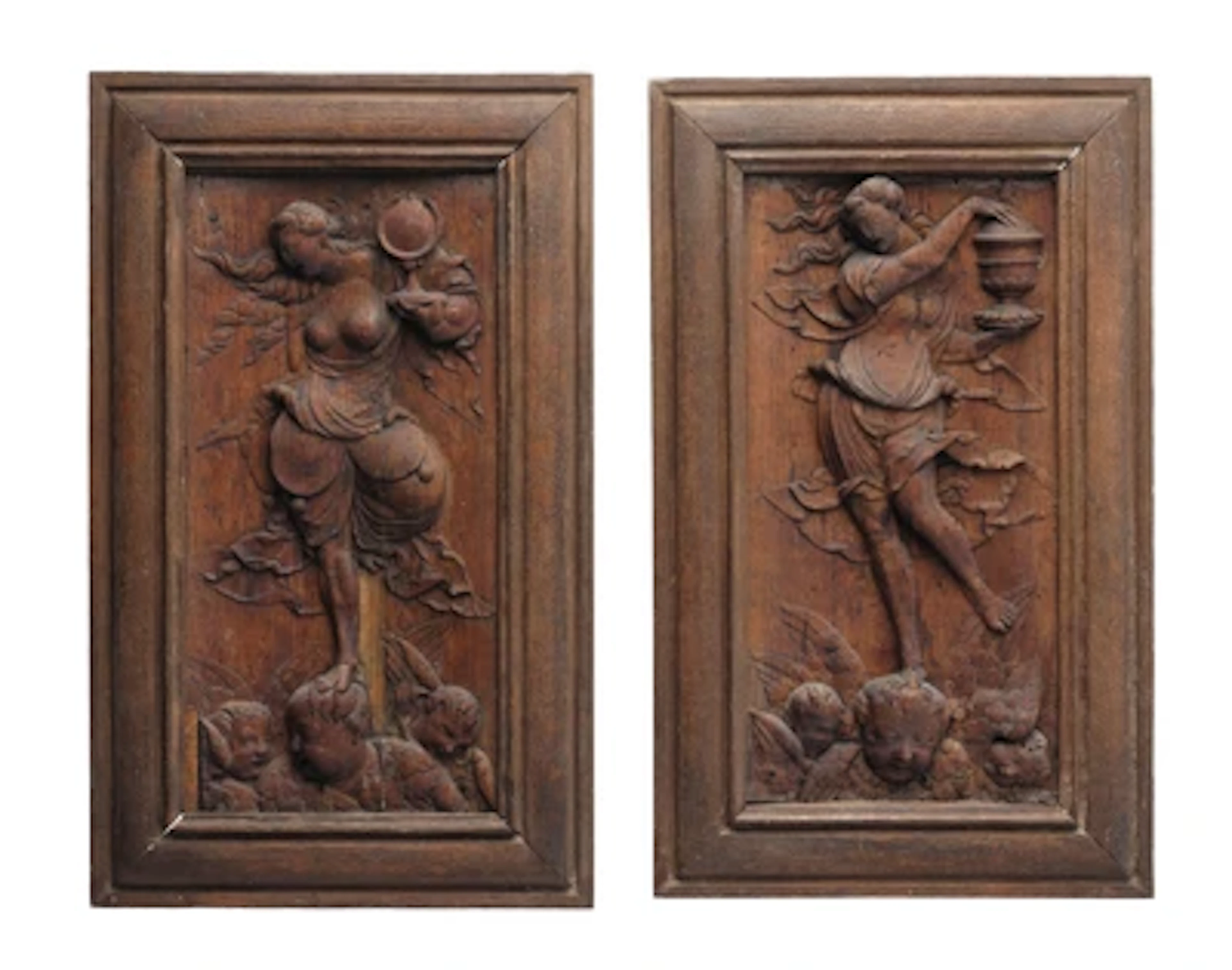 A Pair of Mannerist Reliefs with Female Allegories, c. 1600