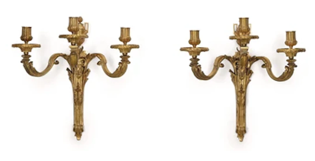 A Pair of Louis XVI-Style Bronze Wall Lights