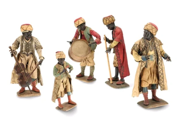Five Neapolitan Nativity Figures, Musicians, 18th Century