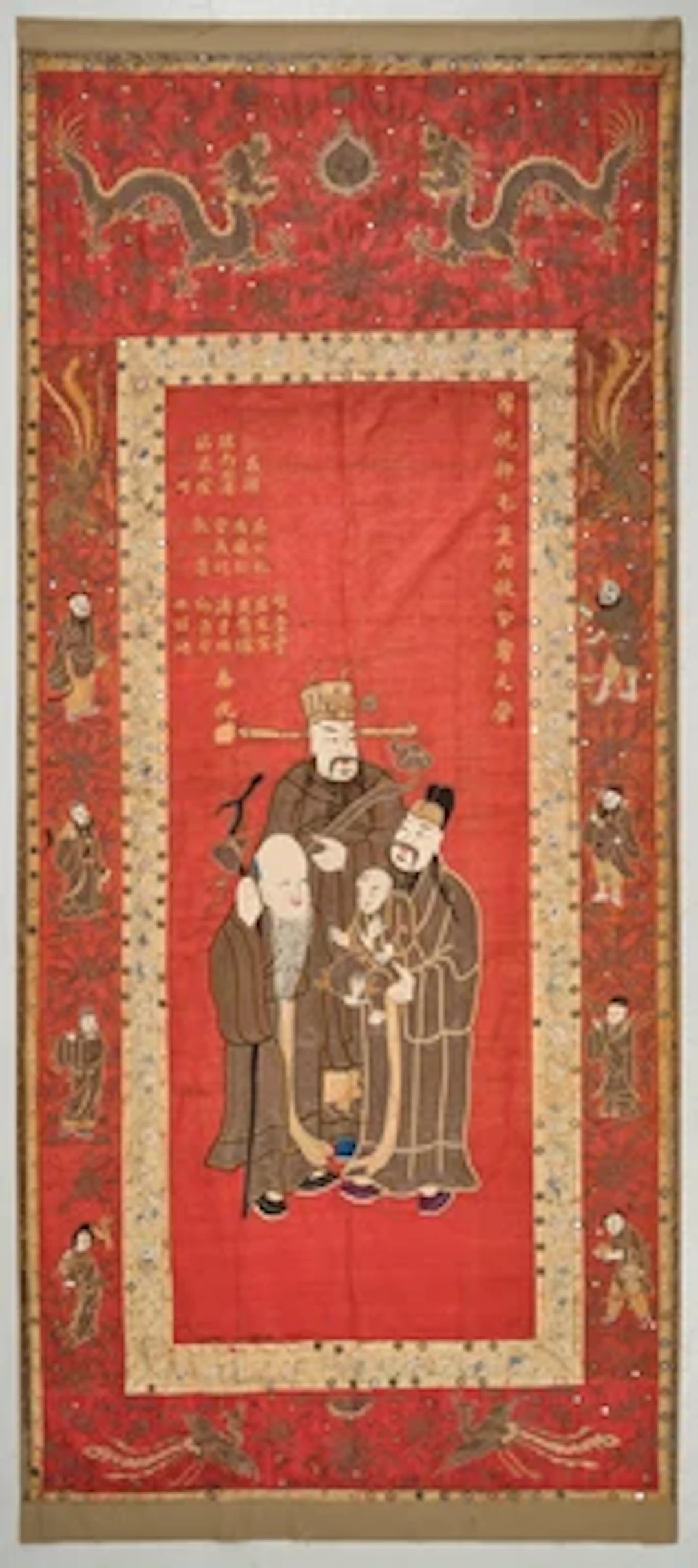 Großes Seidenpaneel, China, späte Qing Dynastie/Republik Periode