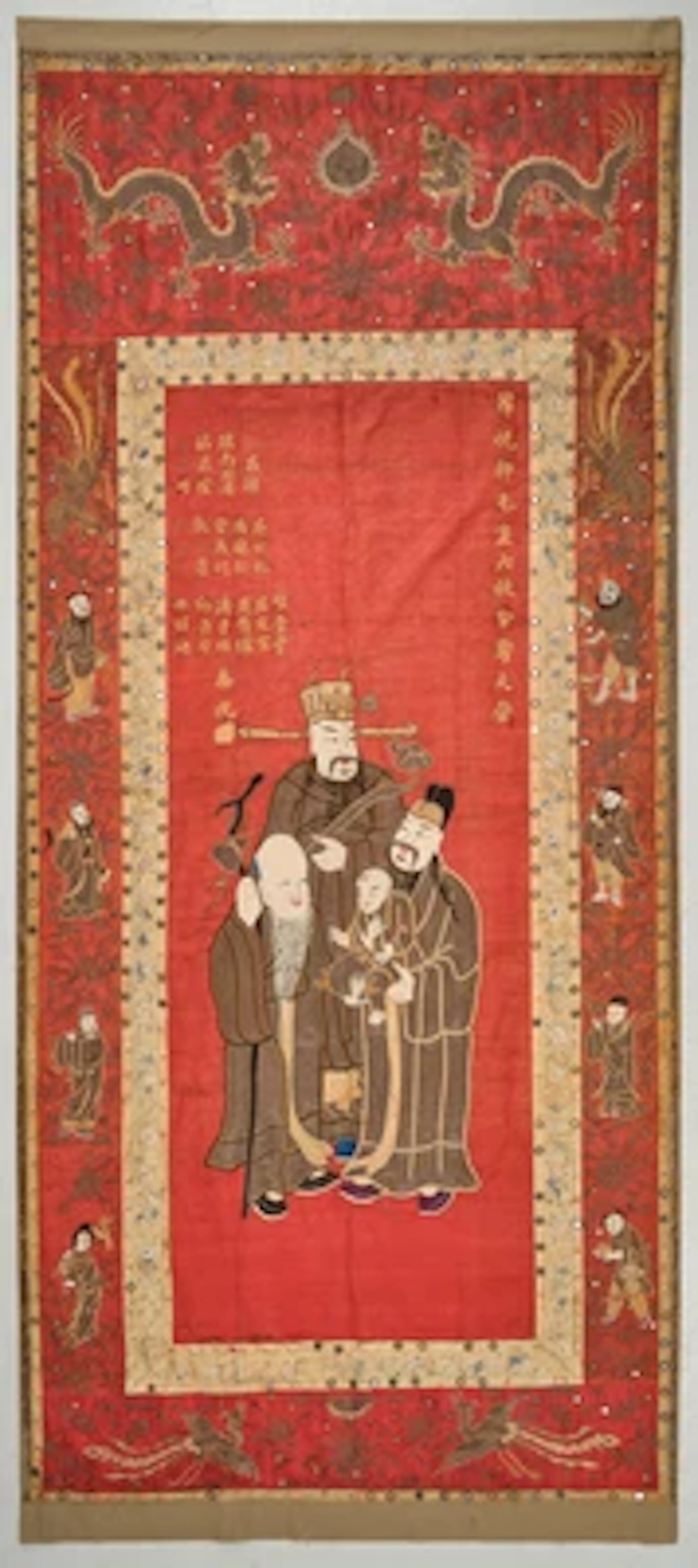 Großes Seidenpaneel, China, späte Qing Dynastie/Republik Periode